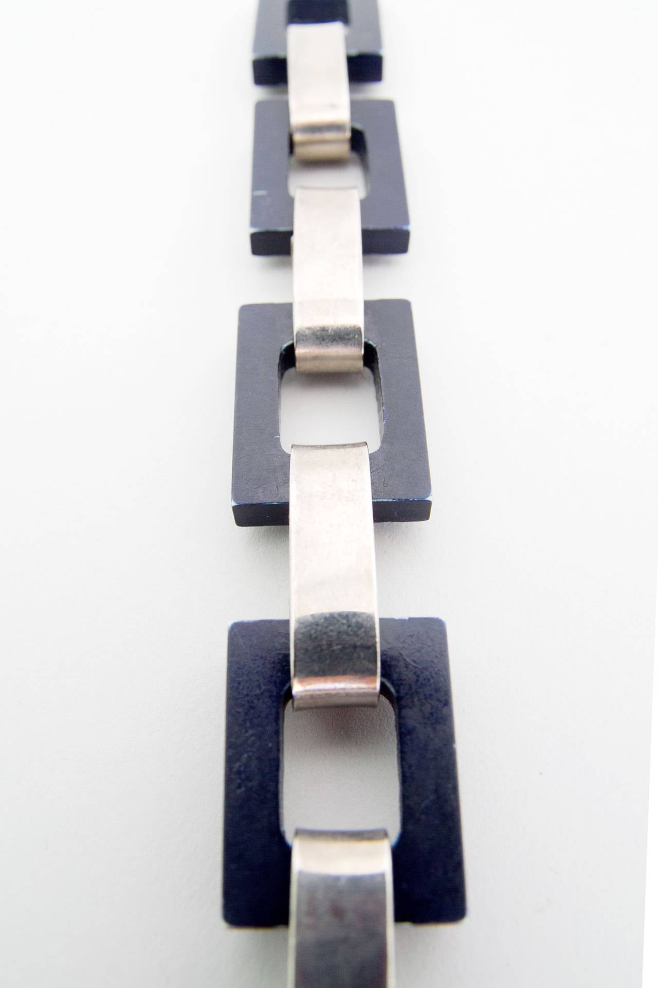 Rare 70s Yves Saint Laurent Bone Link Bracelet 6