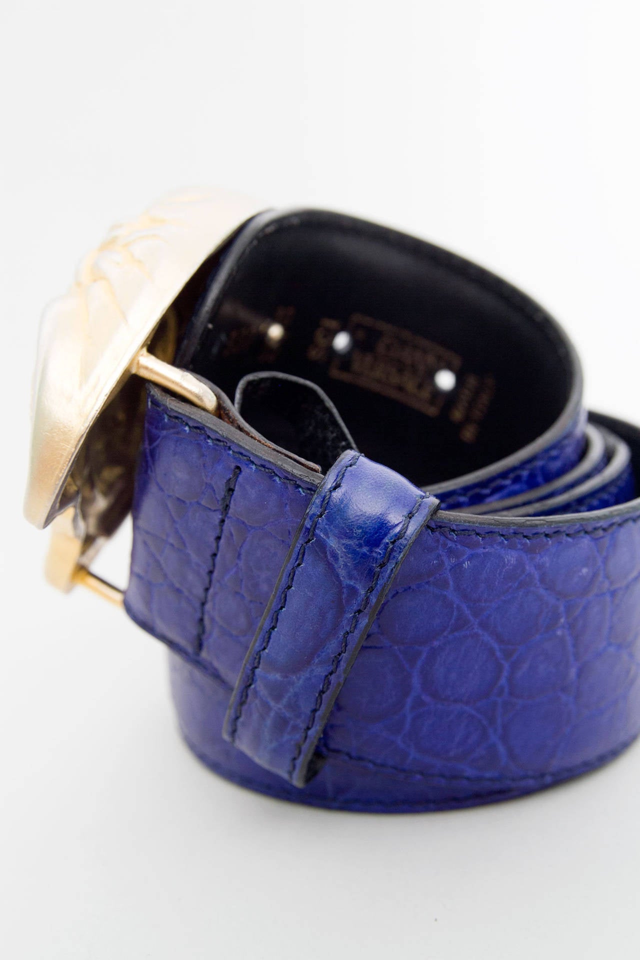 A 1980s Royal Blue Gianni Versace Belt With Medusa Buckle 2