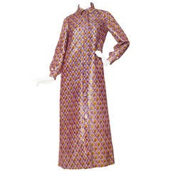 Vintage 1970s Givenchy Metallic Evening Shirt Dress Coat