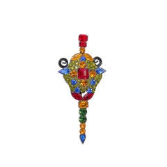 A Large 1970s Yves Saint Laurent Multi-coloured Rhinestone Brooch 1