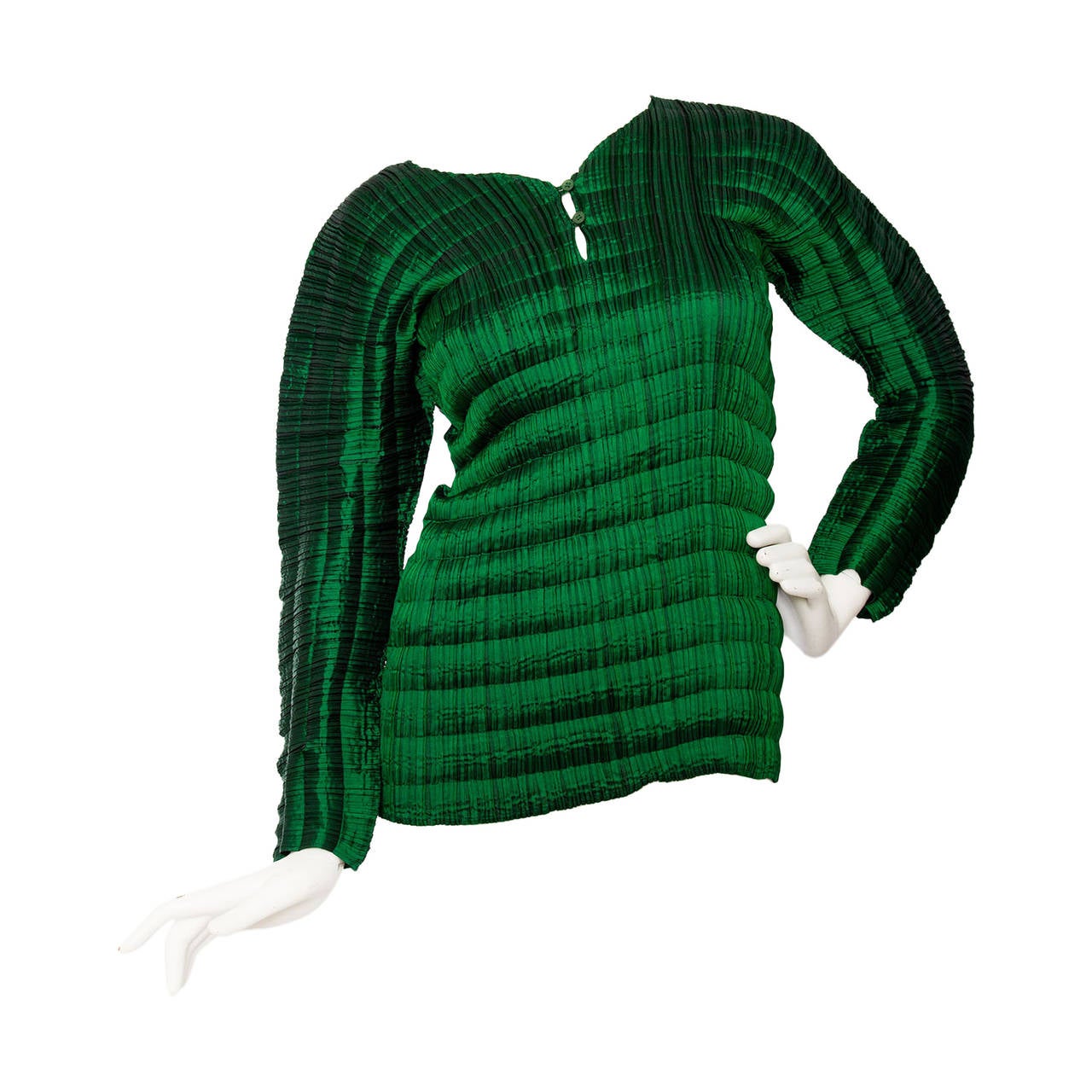Issey Miyake Emerald green Pleats Please Blouse