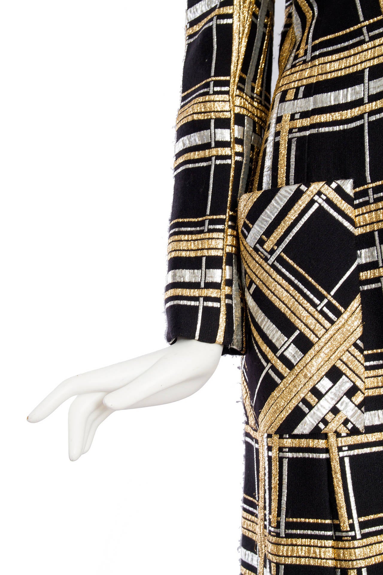 1970s Valentino Boutique Coat With Gold & Silver Metallic thread 3