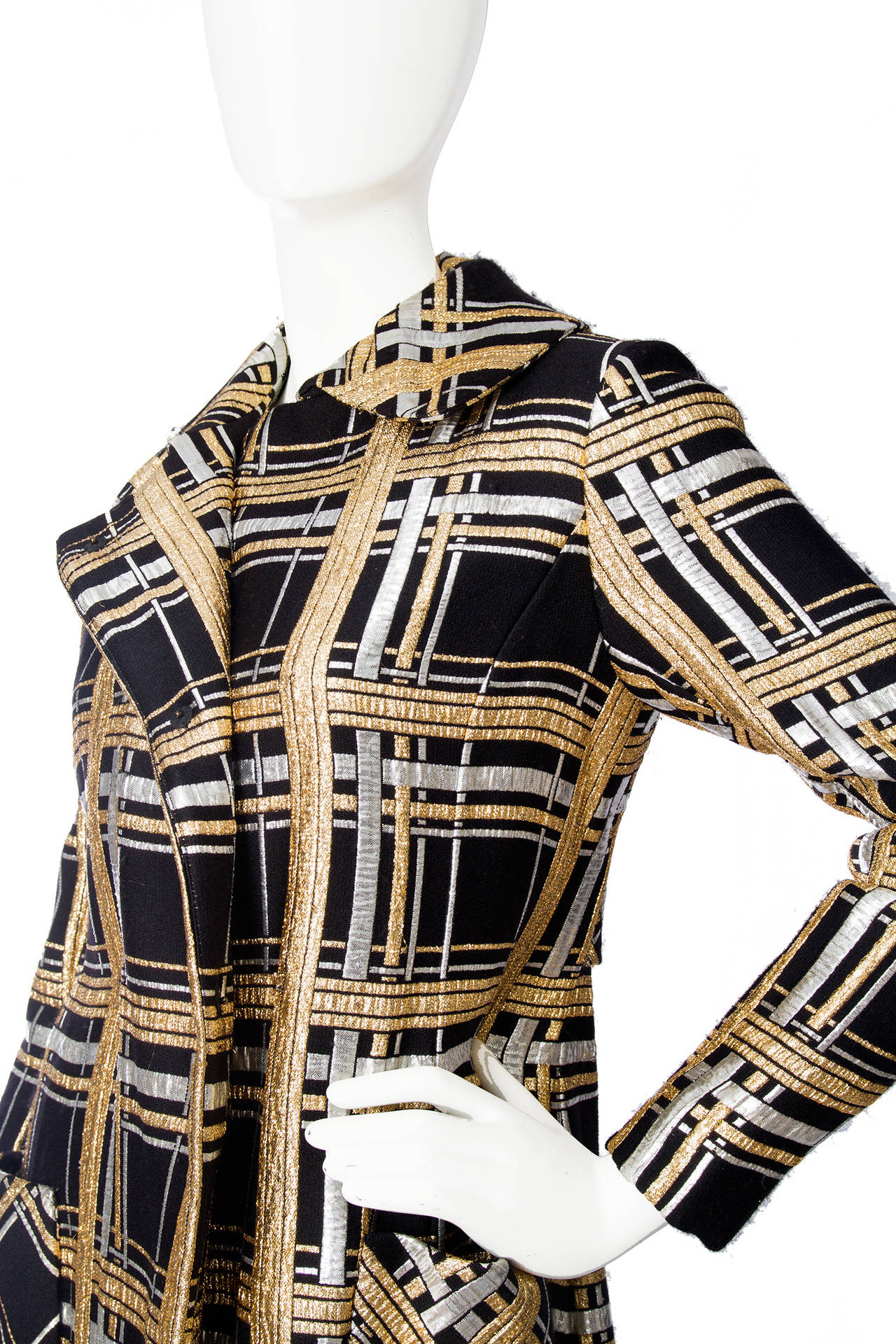 1970s Valentino Boutique Coat With Gold & Silver Metallic thread 1