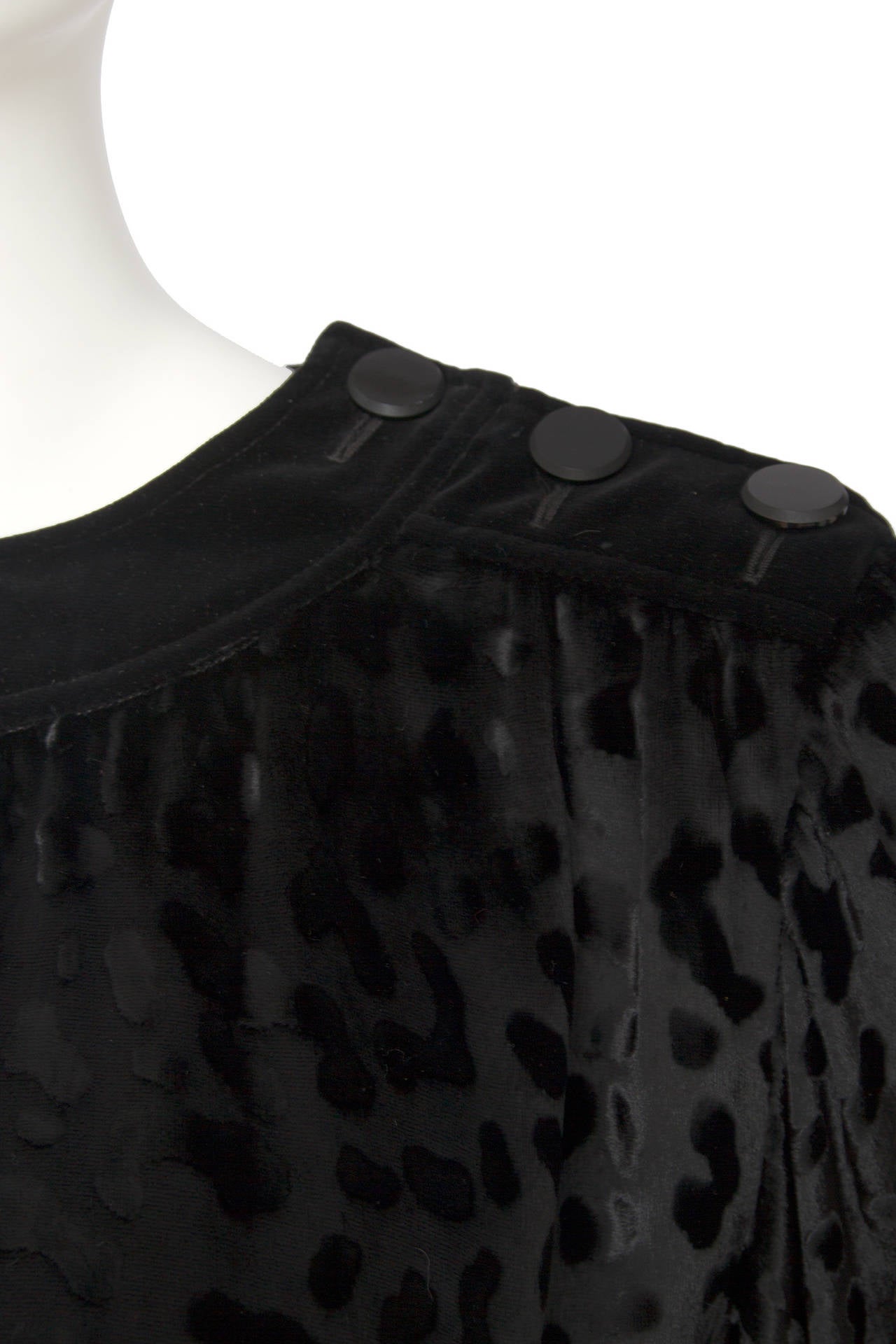 80s Yves Saint Laurent Rive gauche Black Silk Velvet Ensemble For Sale 1