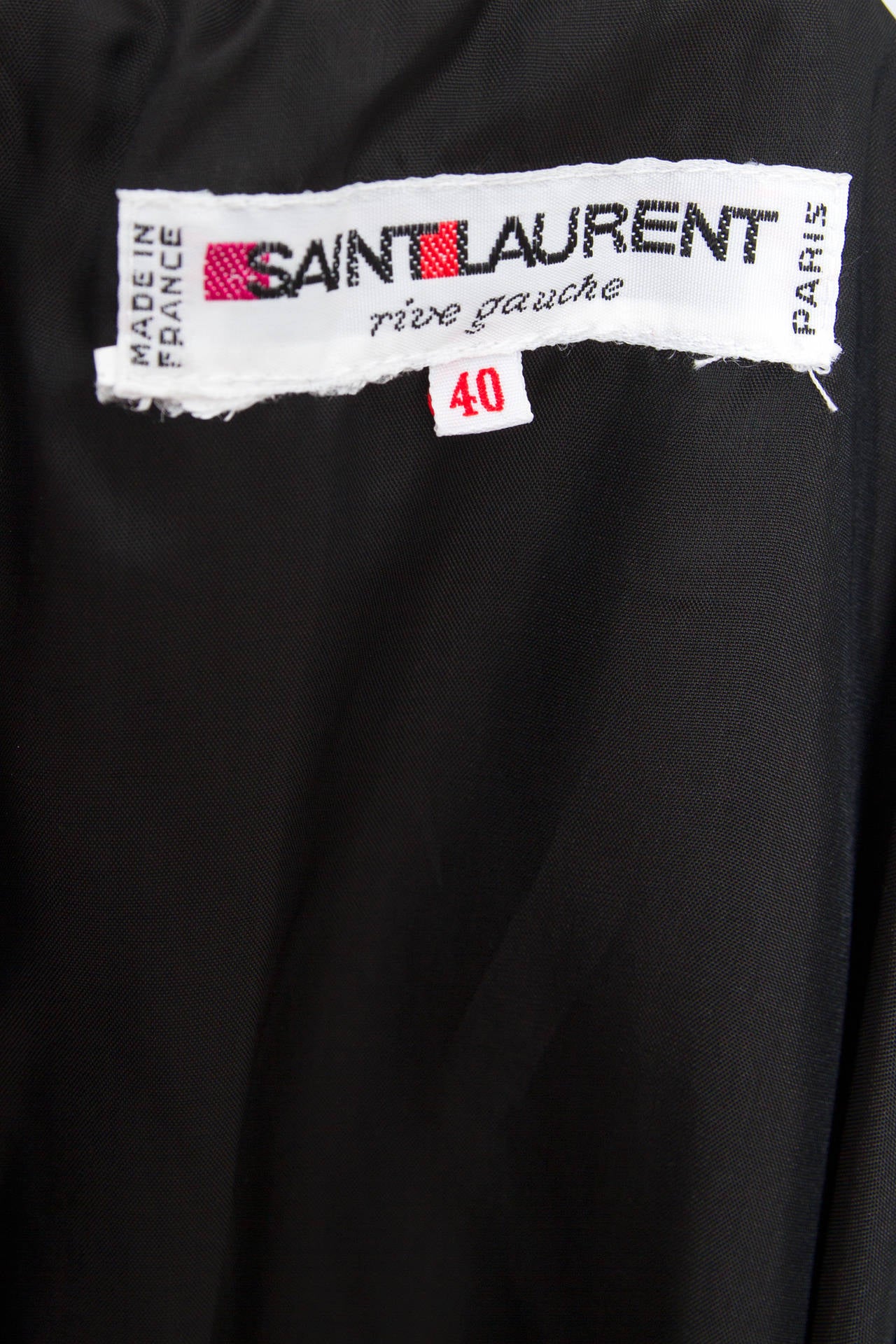 80s Yves Saint Laurent Rive gauche Black Silk Velvet Ensemble For Sale 3