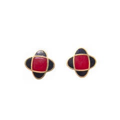 A Pair of 1960s Lanvin Enamel Clip-On Earrings