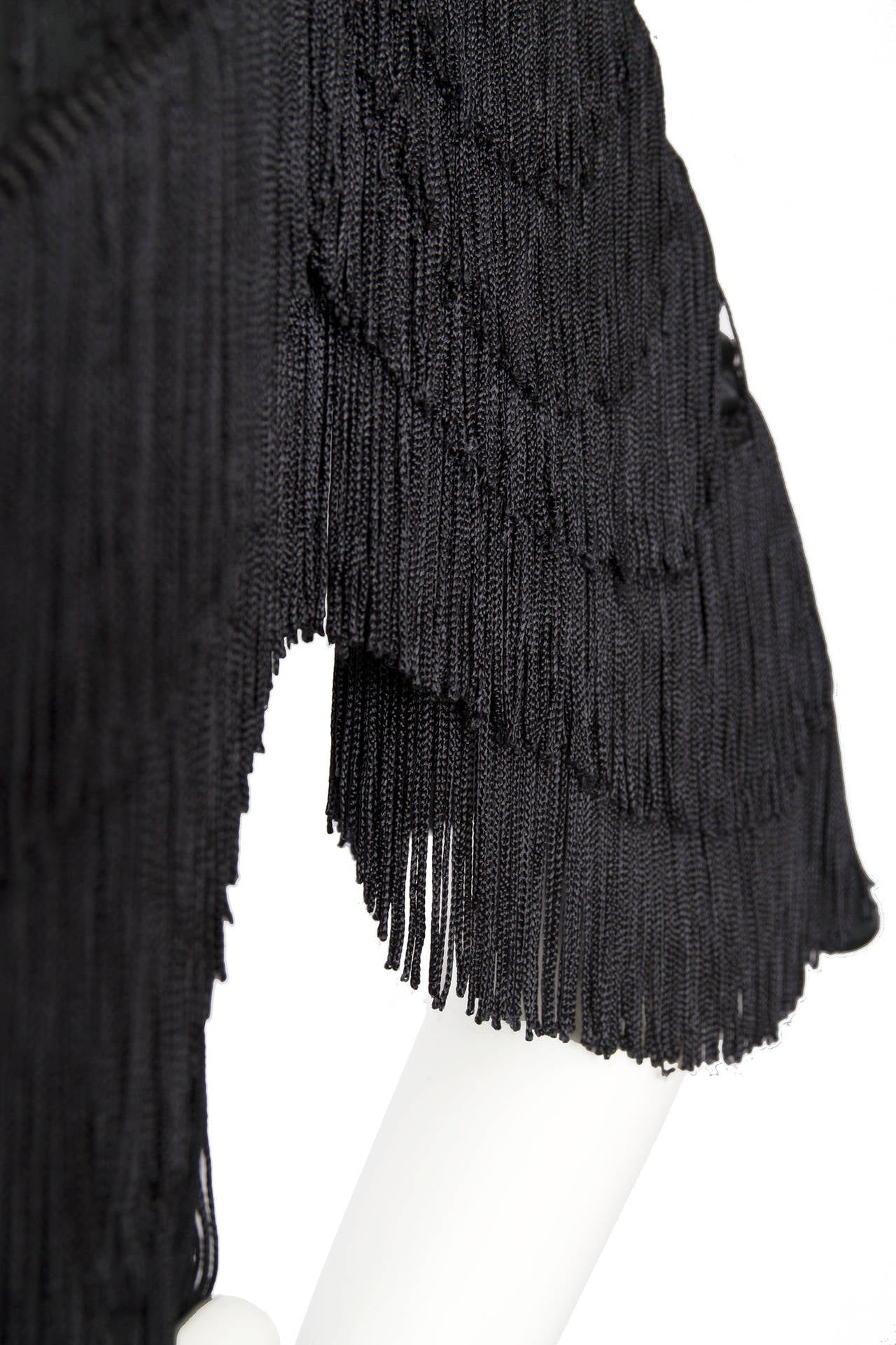 Women's 1980s Norma Kamali Black Fringe Dress