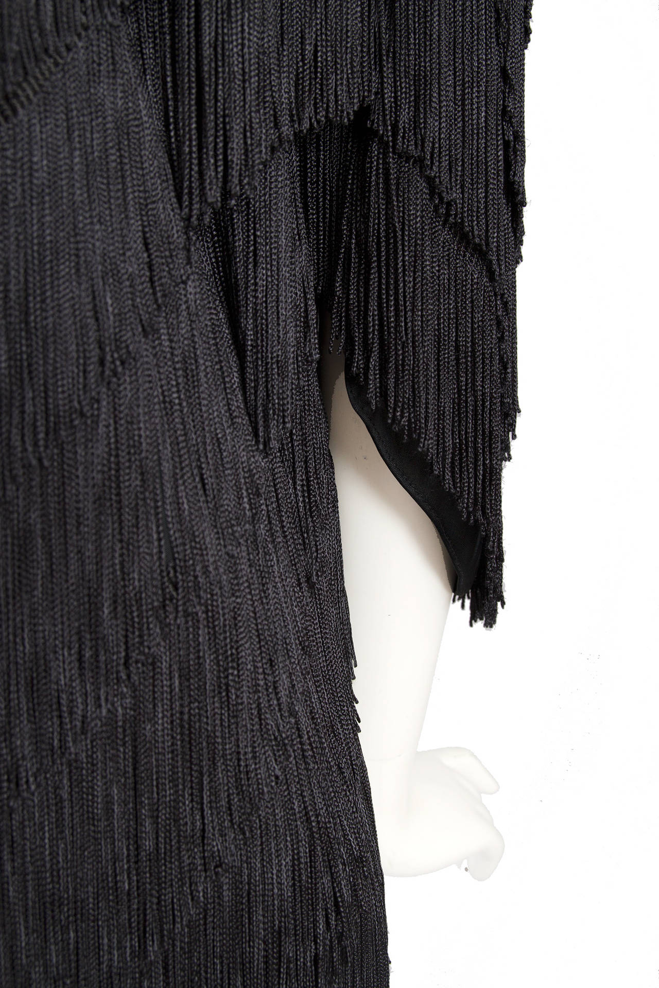 1980s Norma Kamali Black Fringe Dress 1