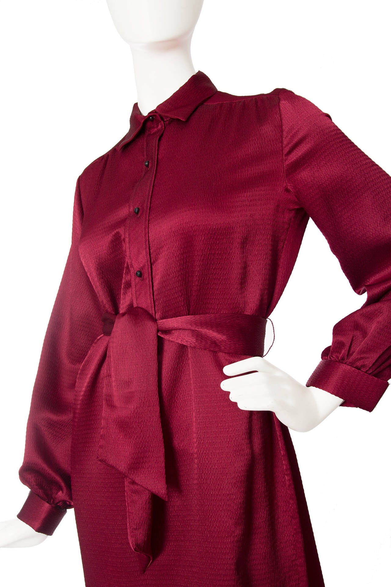 Women's 1970s Burgundy Lanvin Silk Dress