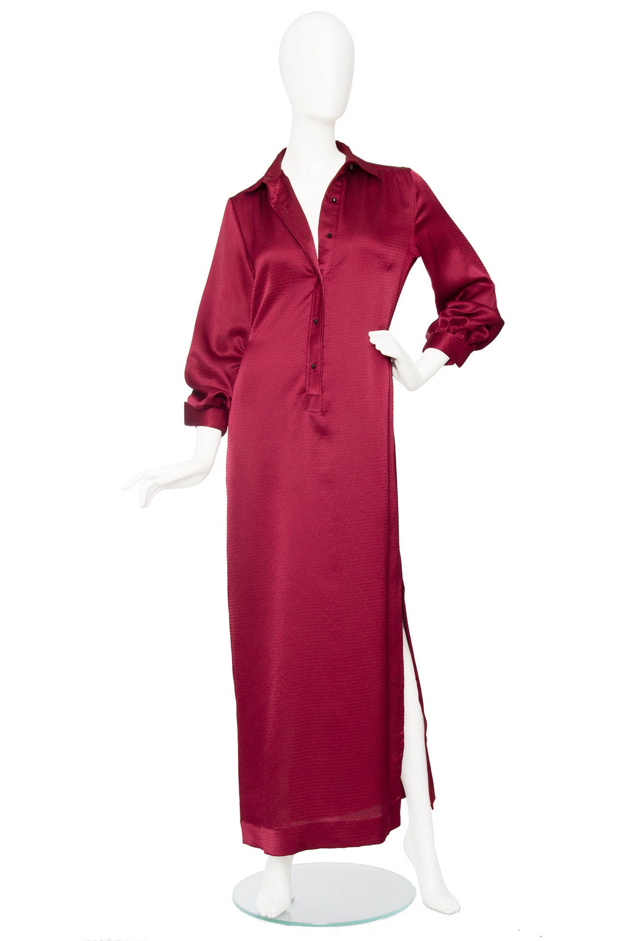 1970s Burgundy Lanvin Silk Dress In Good Condition In Copenhagen, DK