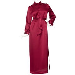 Vintage 1970s Burgundy Lanvin Silk Dress