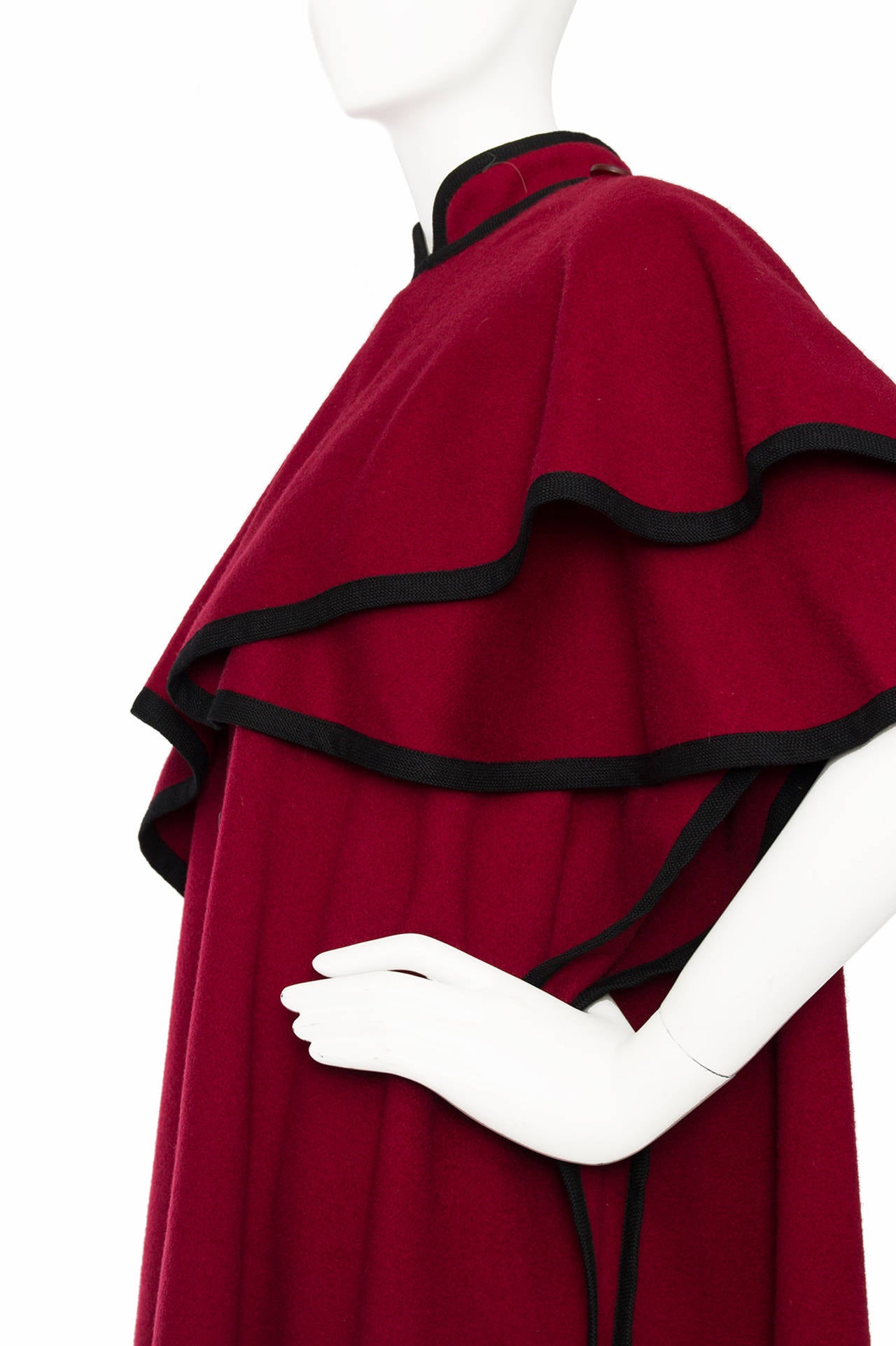 Women's 1970s Yves Saint Laurent Burgundy Wool Cape