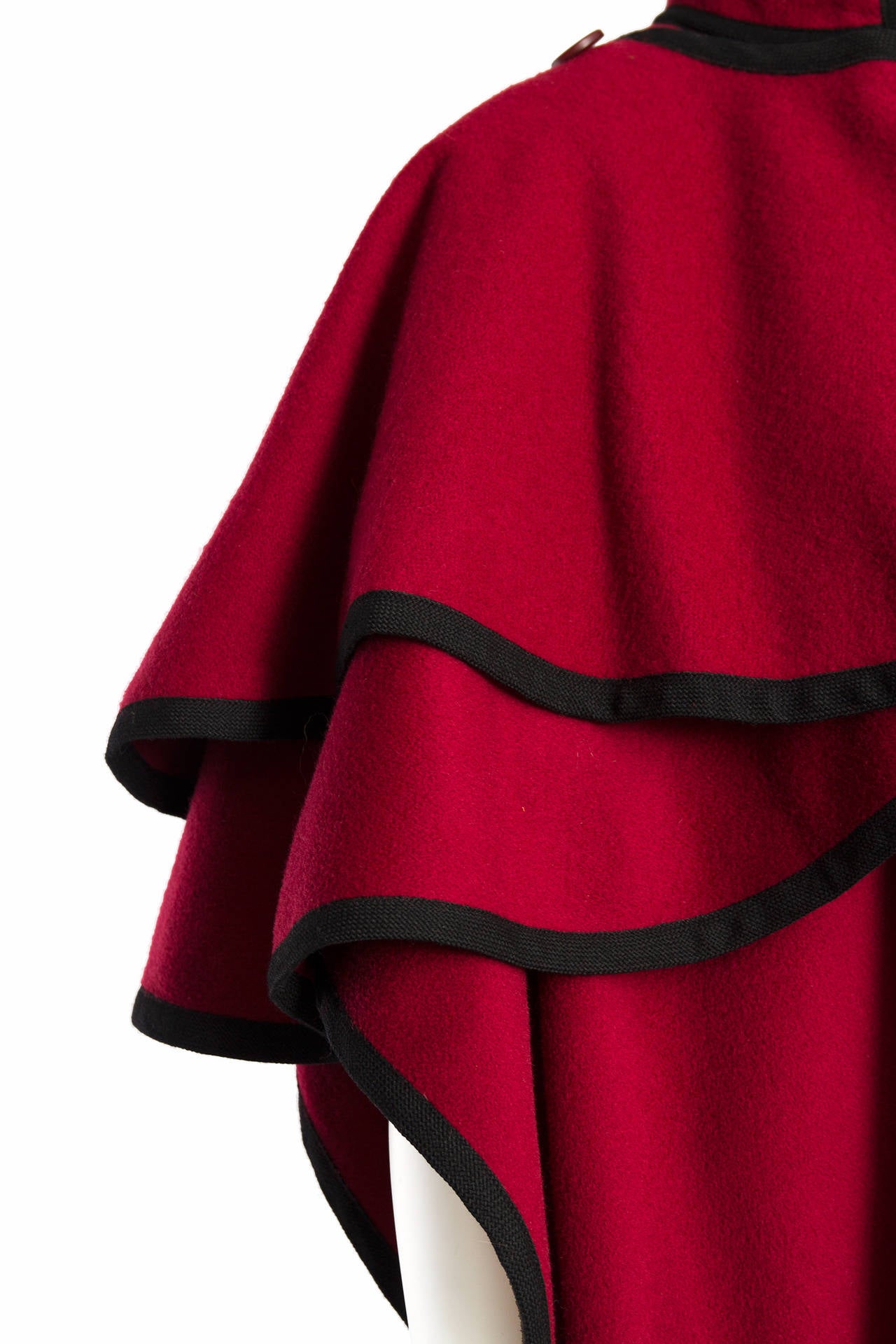 1970s Yves Saint Laurent Burgundy Wool Cape 1