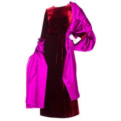 Stunnung Late 1970s Yves Saint Laurent Silk Velvet Haute Couture Dress