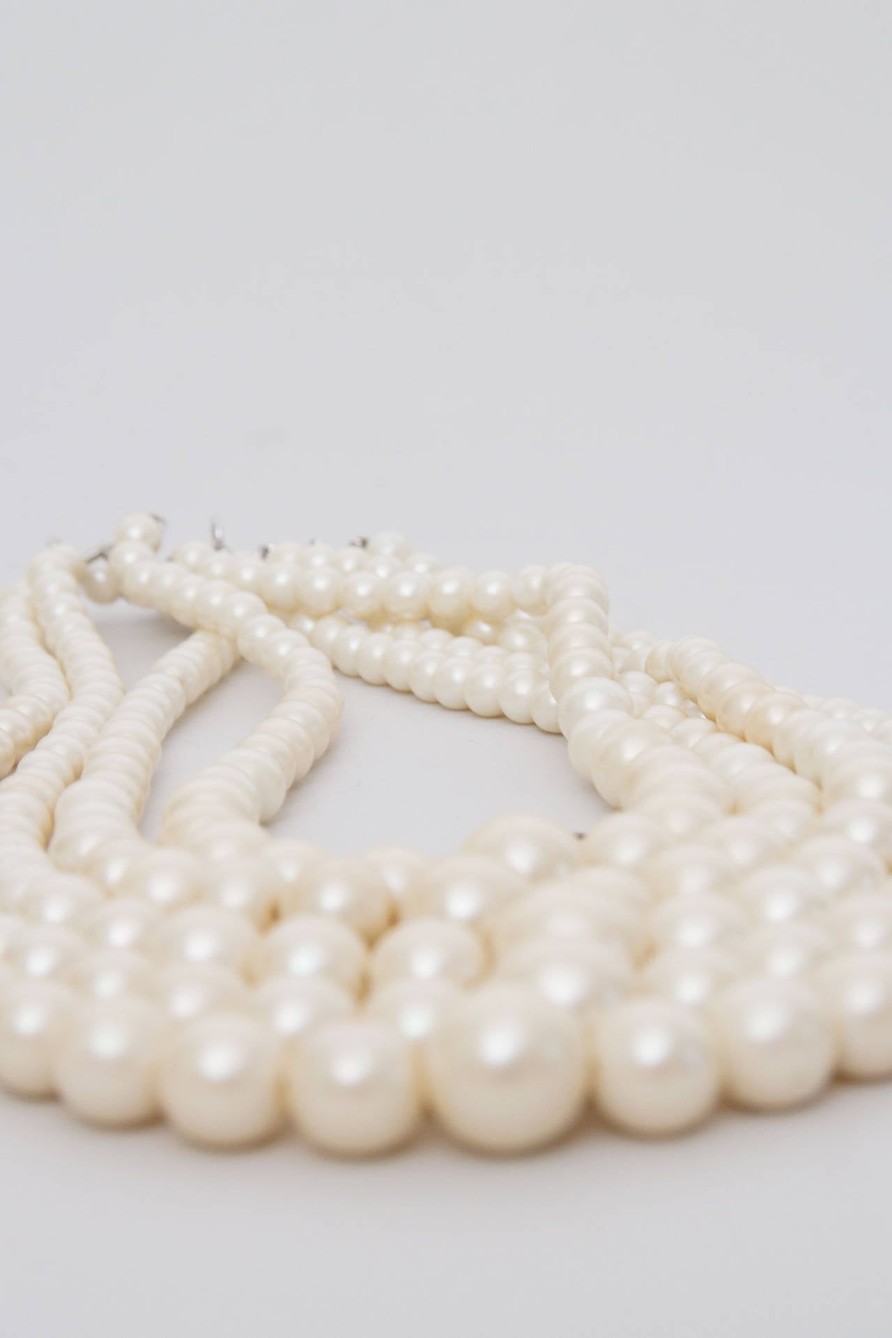 1960s Christian Dior Pearl Five Strand Choker Necklace 2