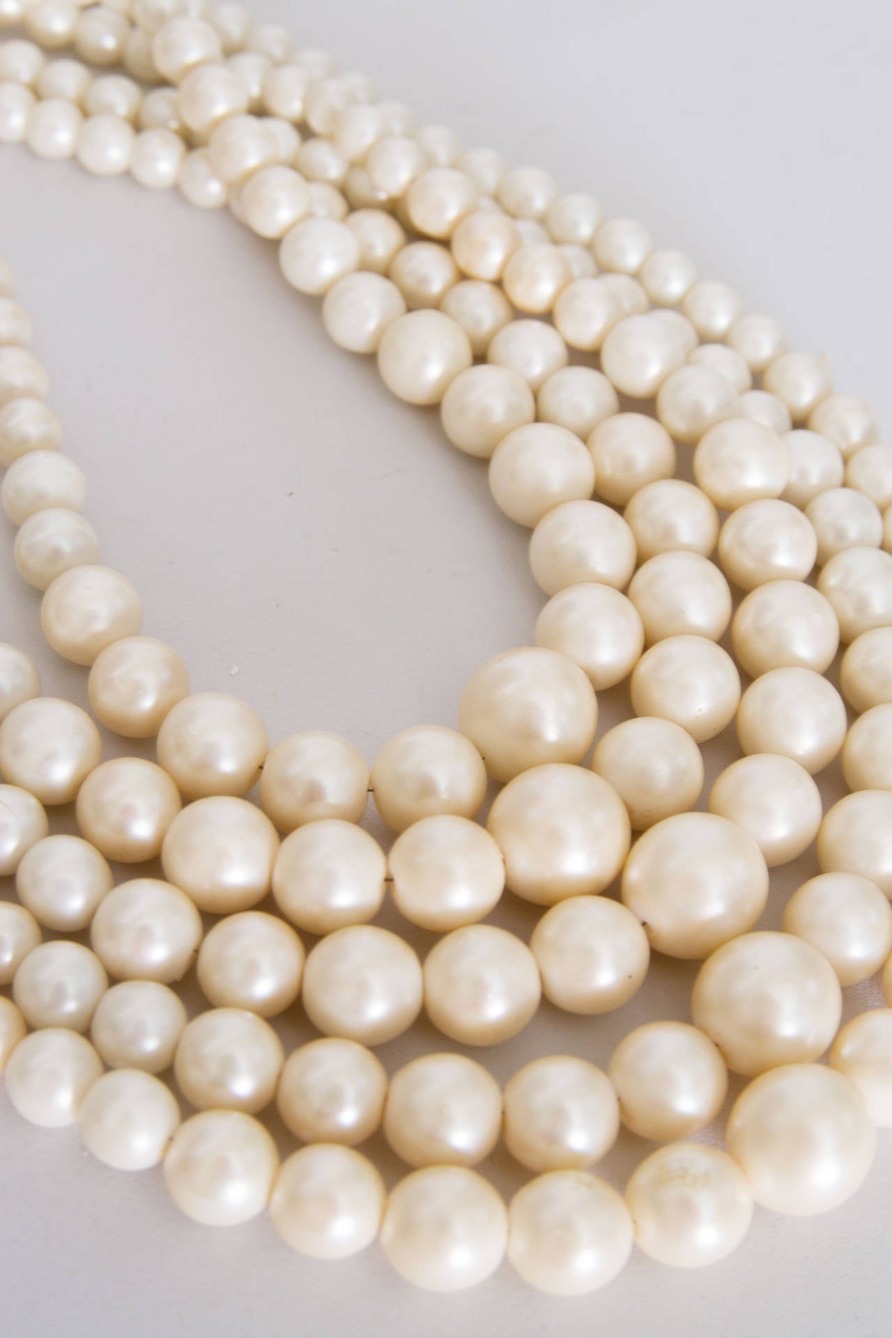 Women's 1960s Christian Dior Pearl Five Strand Choker Necklace