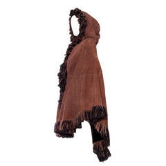 1980s Fendi Perforated Shearling Cape For Sale at 1stDibs