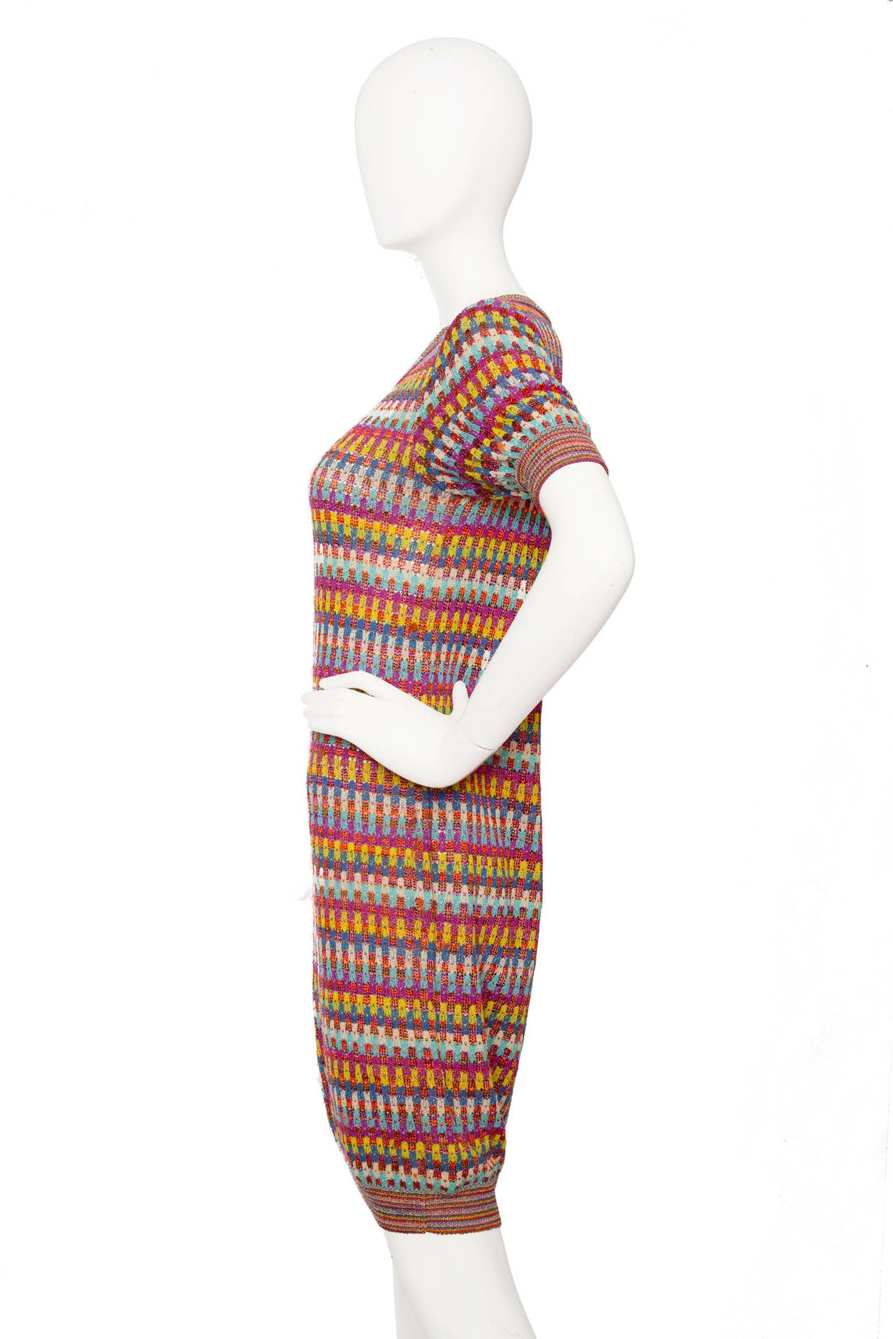 Brown 1980s Missoni Knitted Multicolour Dress