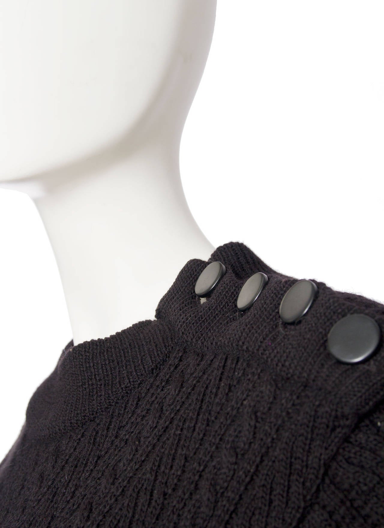 1980s Yves Saint Laurent Black Cable Knit Dress 2