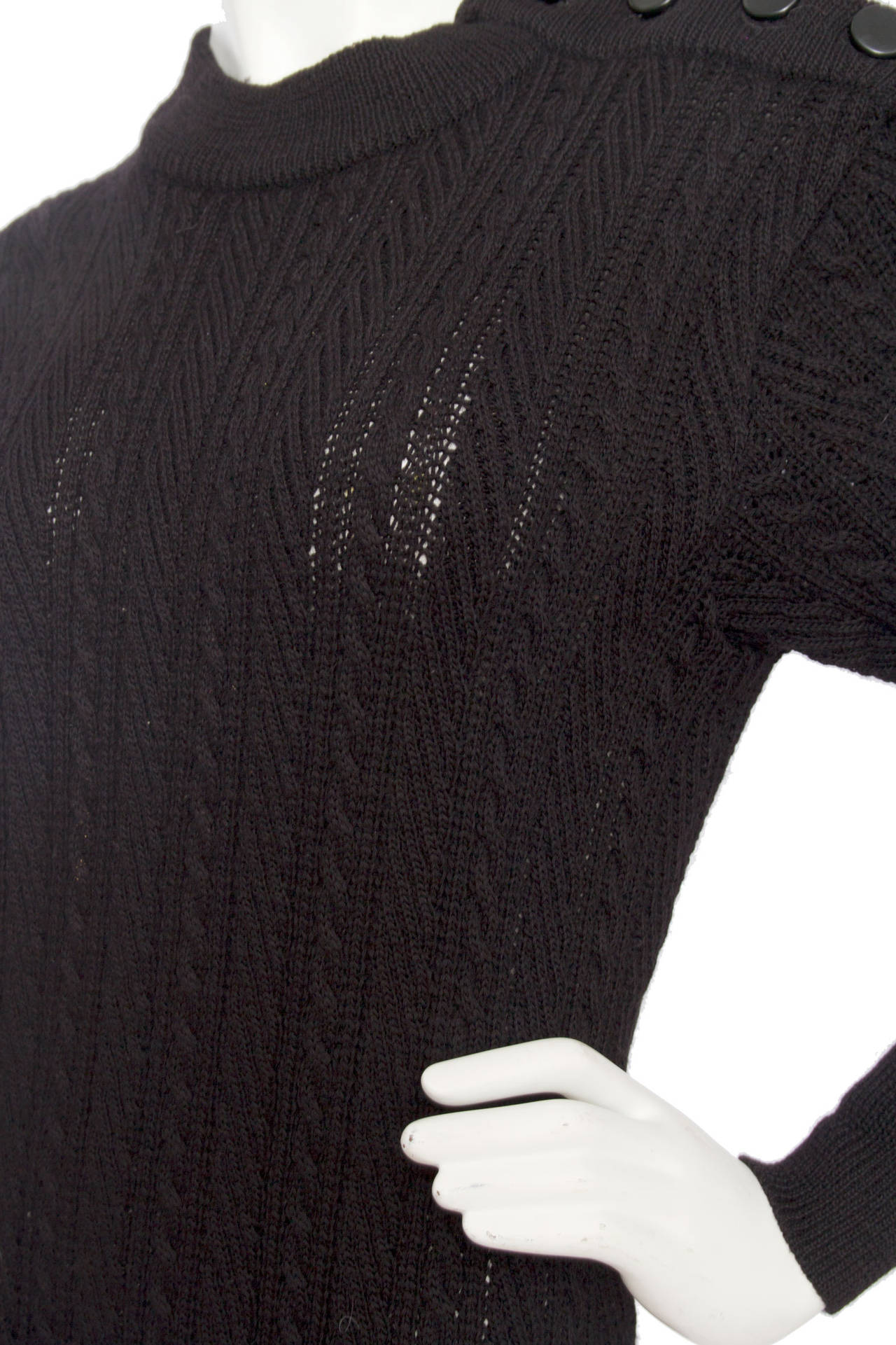 1980s Yves Saint Laurent Black Cable Knit Dress 4