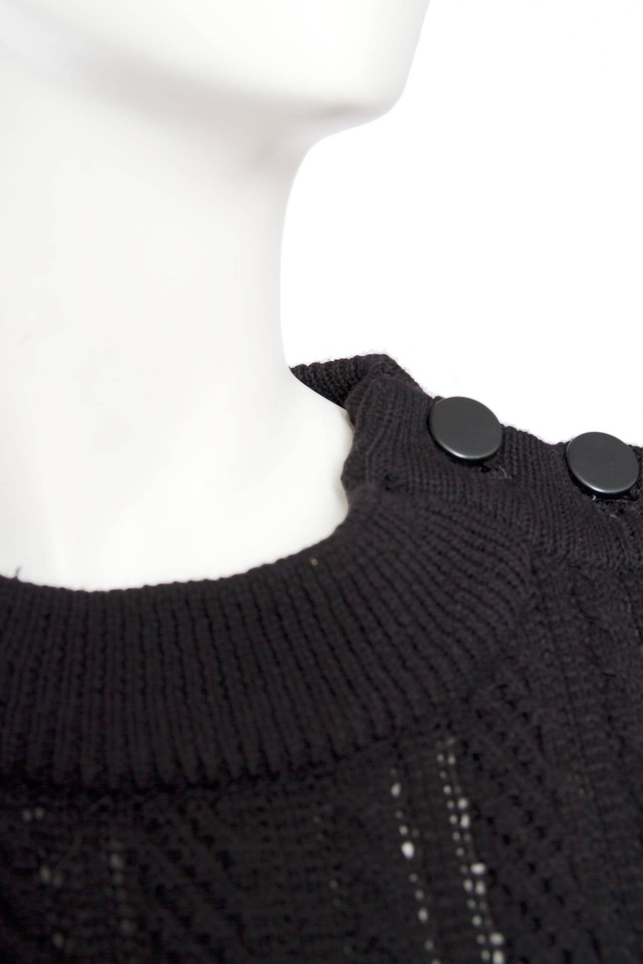 1980s Yves Saint Laurent Black Cable Knit Dress 3