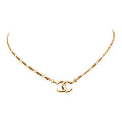 1980s Chanel Gold Chain 
Double C Logo Necklace