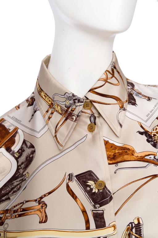 1980s Hermès Twill Silk Blouse For Sale at 1stdibs