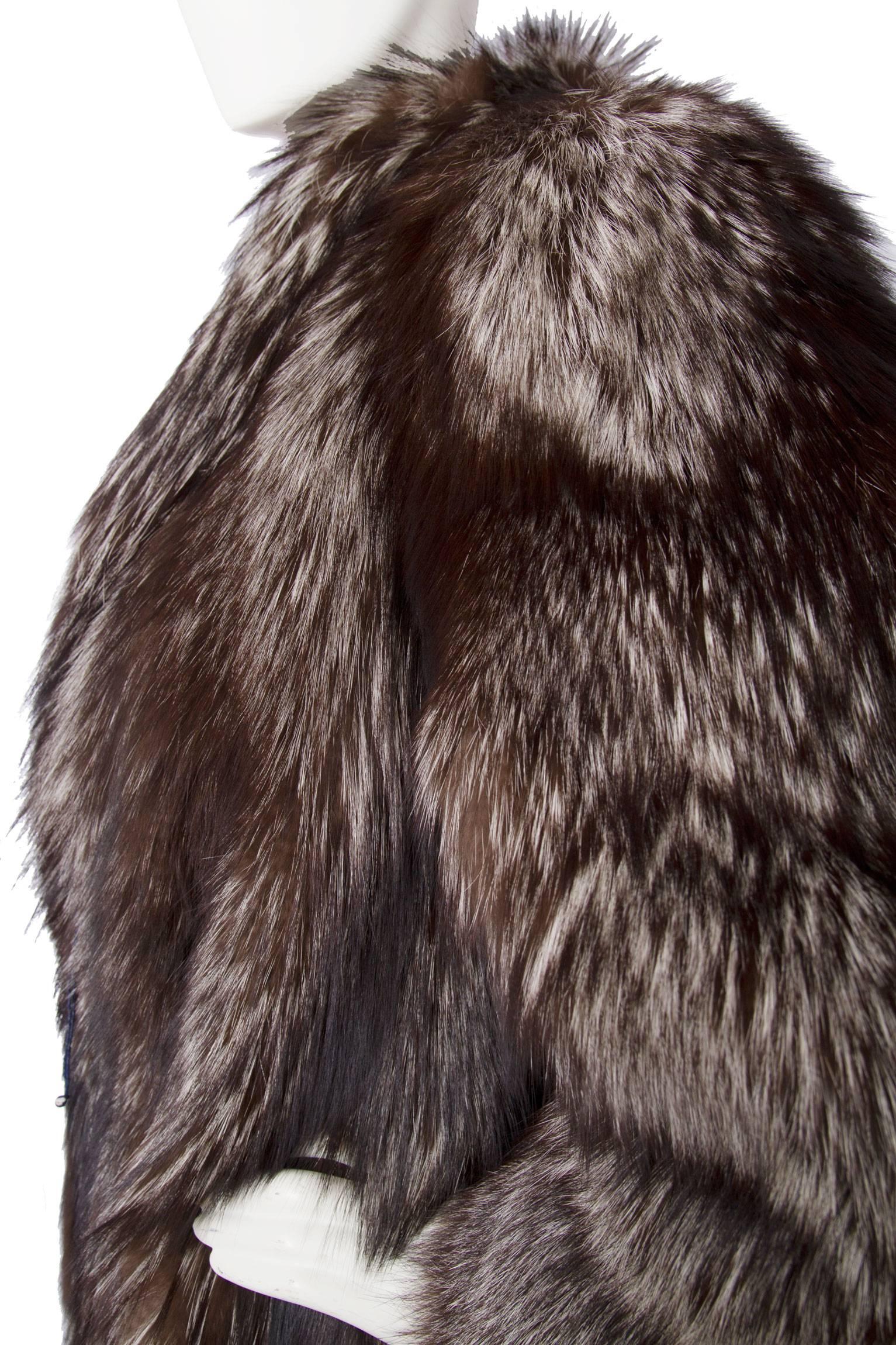 1980s SIlver Fox Fur Coat  In Good Condition In Copenhagen, DK