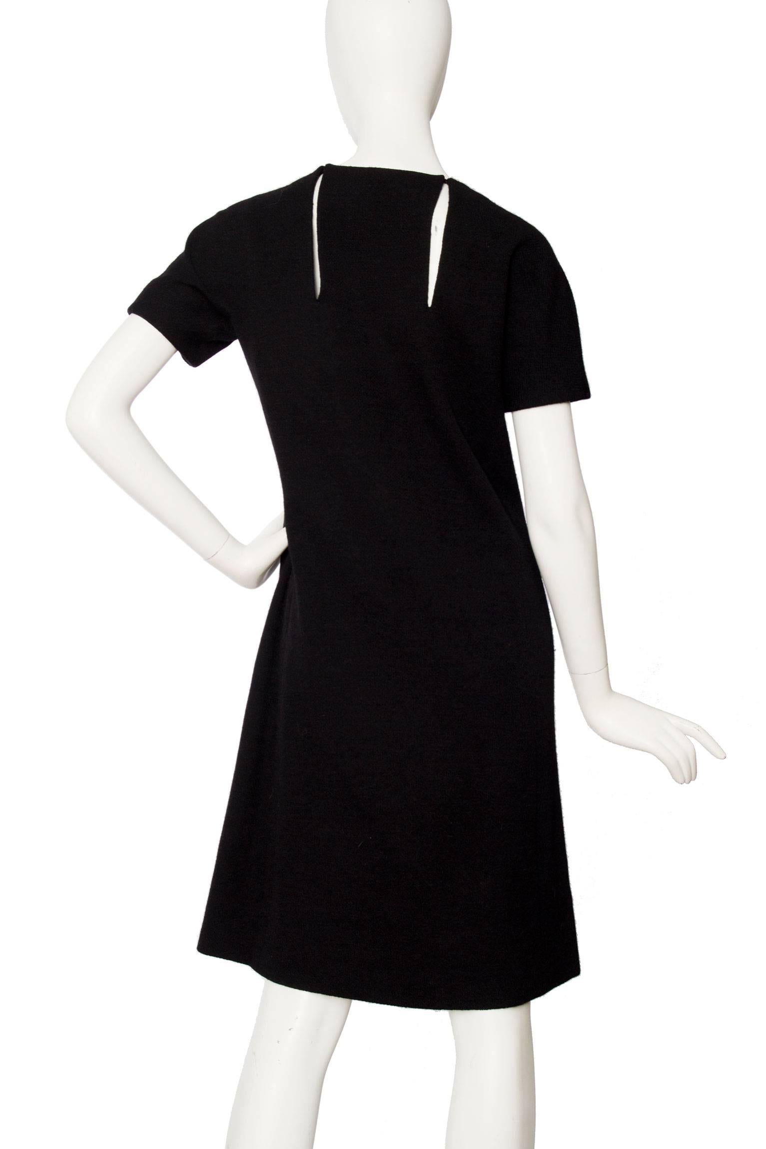 Givenchy Haute Couture Little Black Wool Dress, 1960s   For Sale 3
