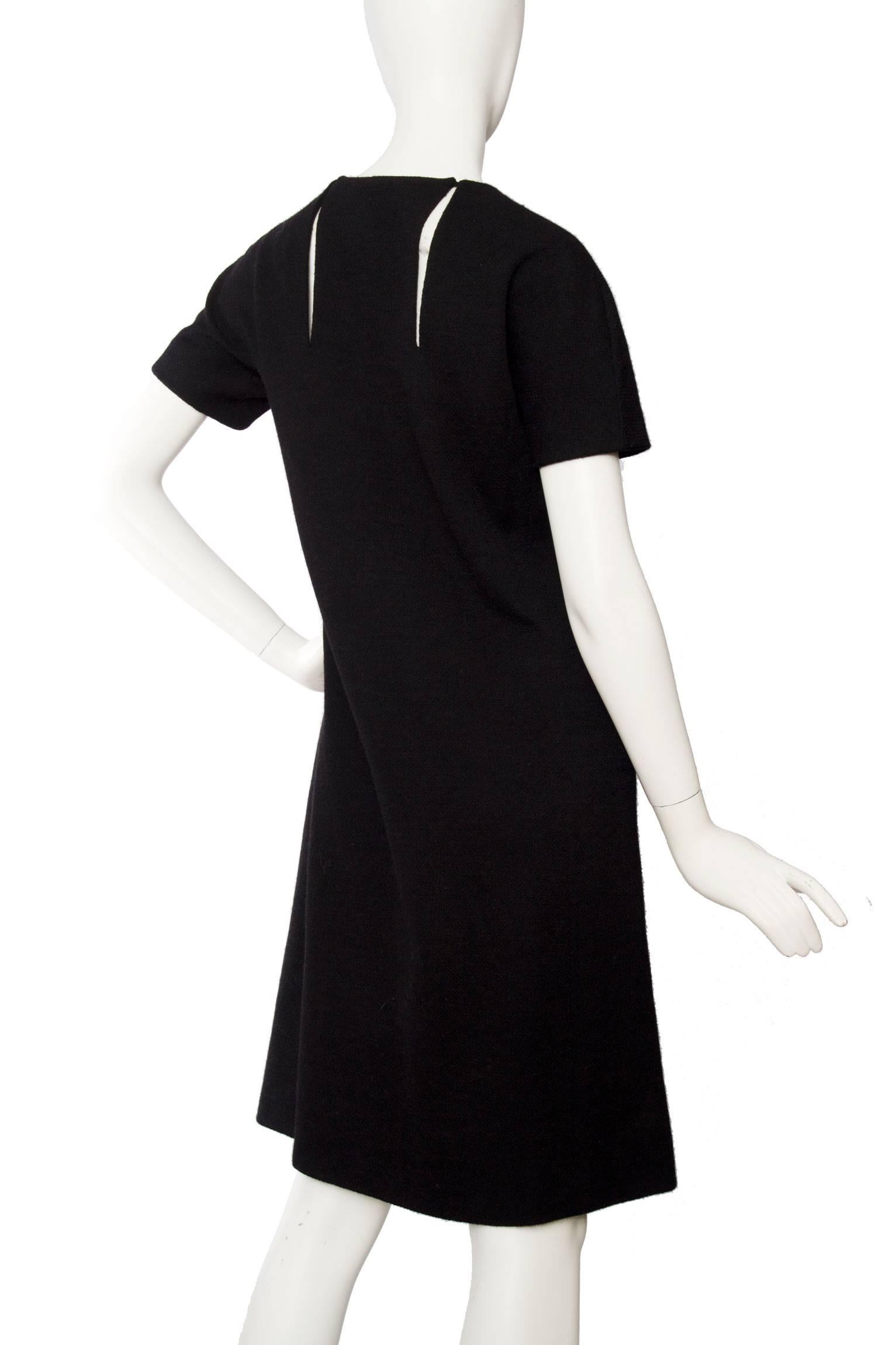 Givenchy Haute Couture Little Black Wool Dress, 1960s For Sale 1