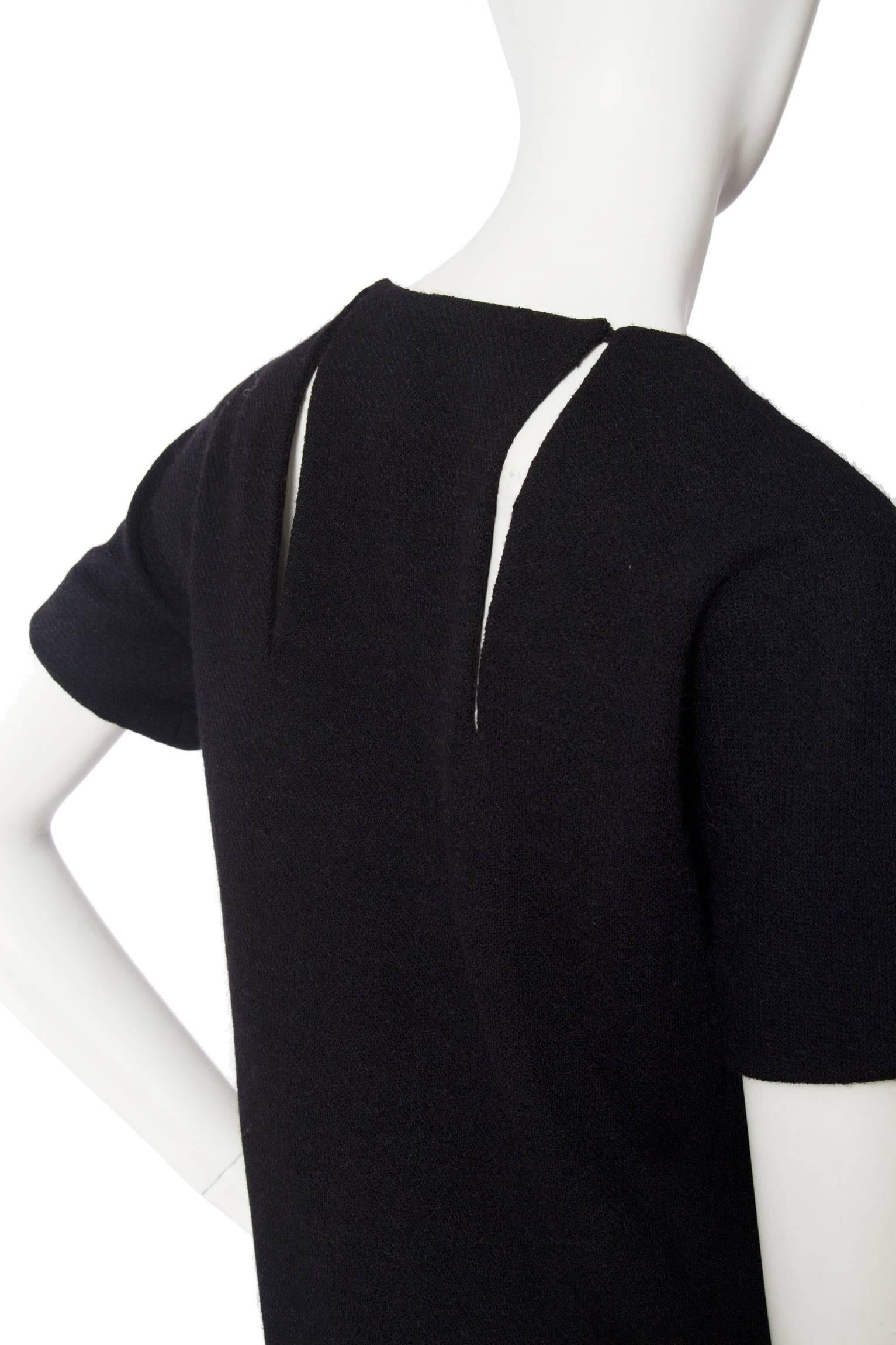Givenchy Haute Couture Little Black Wool Dress, 1960s For Sale 4