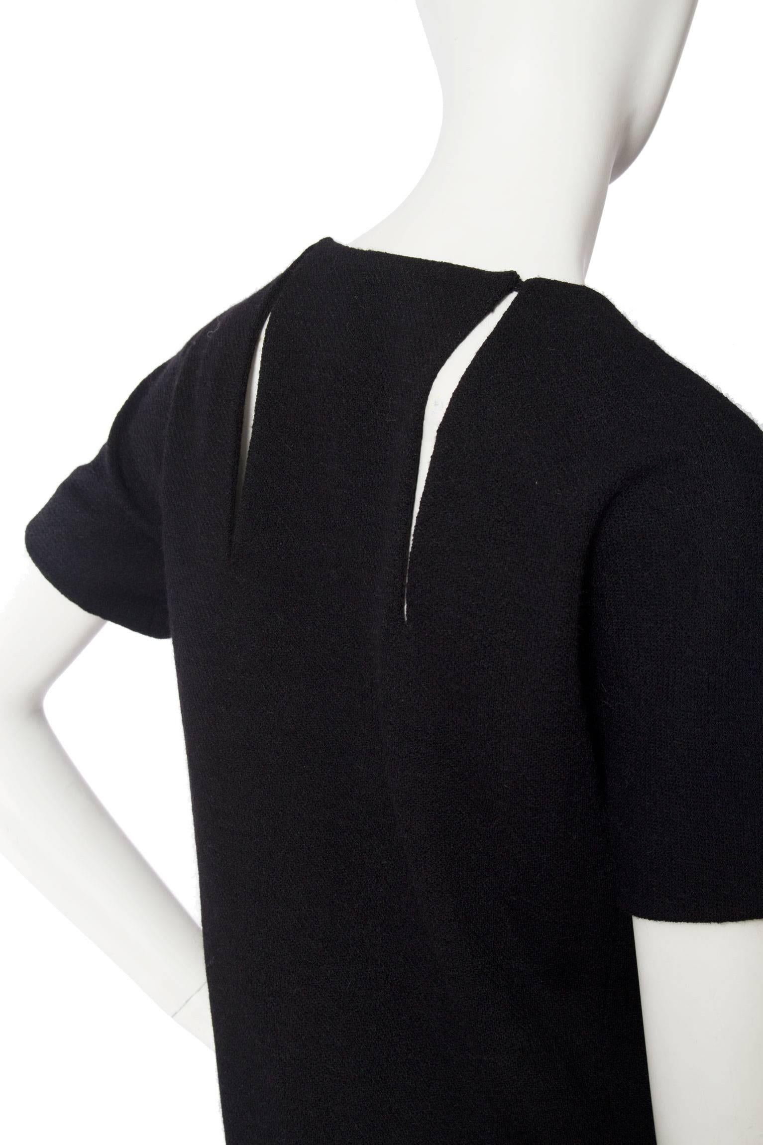 Givenchy Haute Couture Little Black Wool Dress, 1960s   For Sale 4