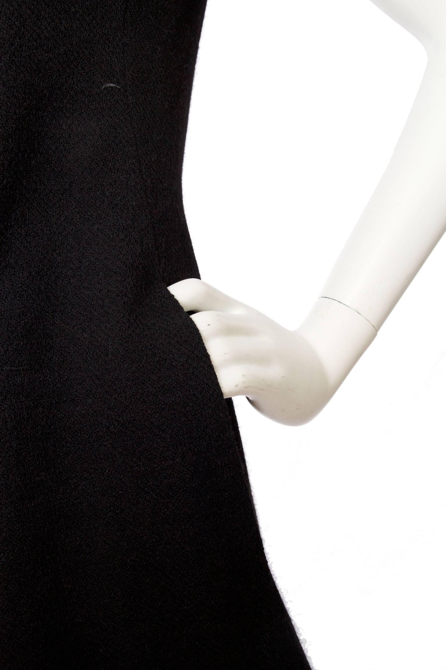Givenchy Haute Couture Little Black Wool Dress, 1960s For Sale 2