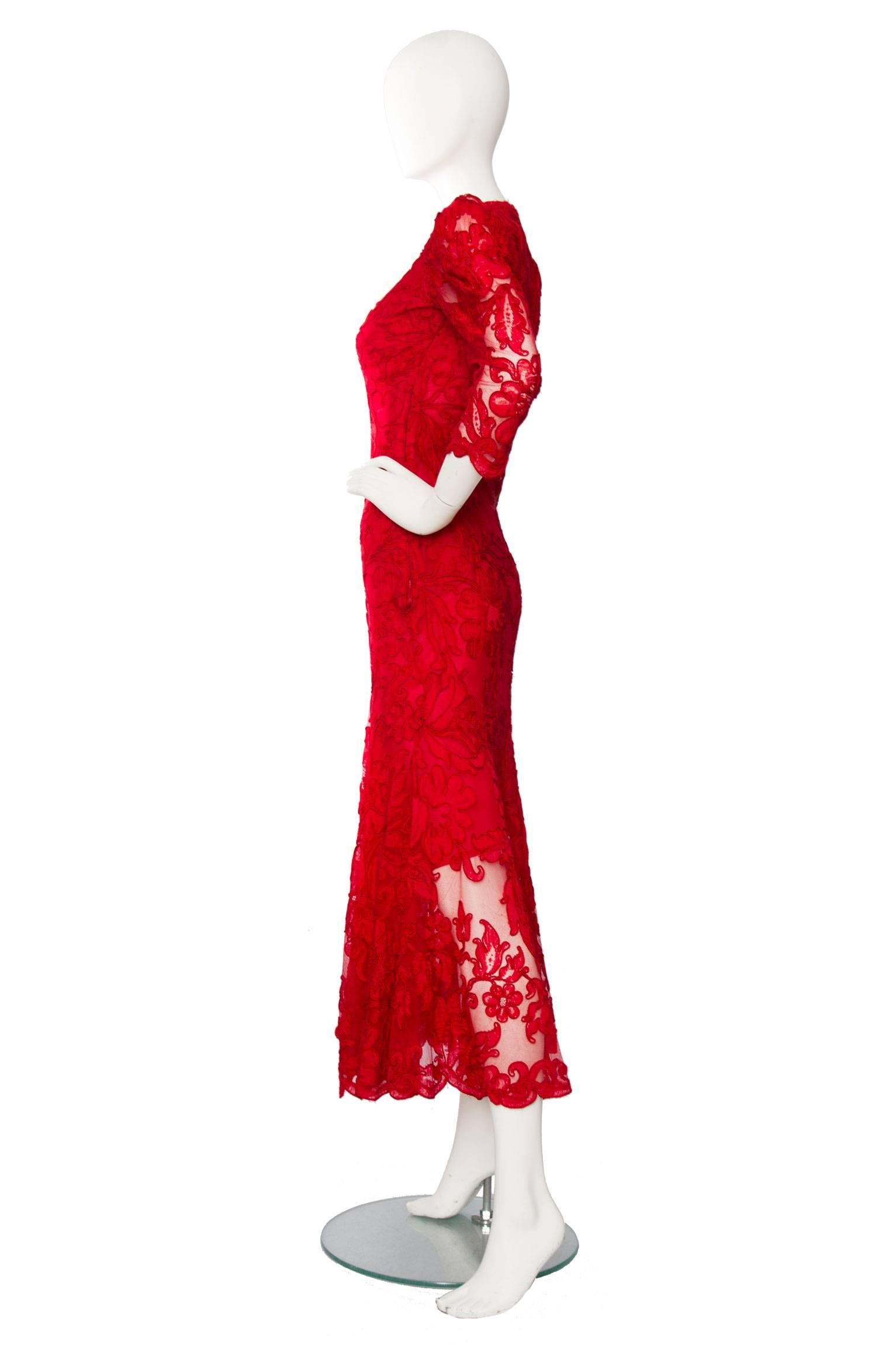 red haute couture dress