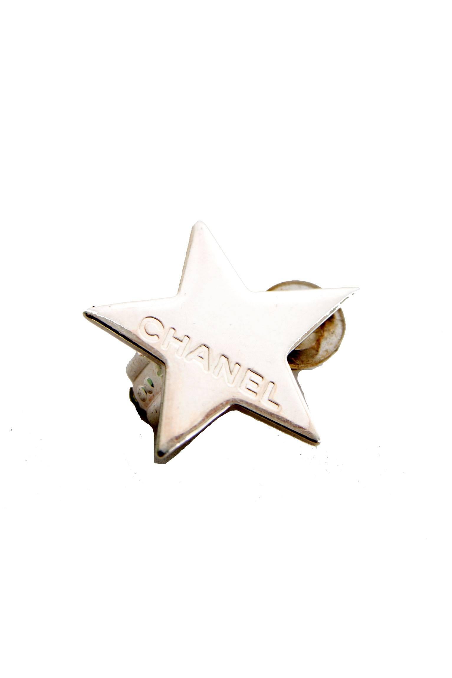 1990s Chanel Sterling Silver Star Shaped Clip-on Earrings 2