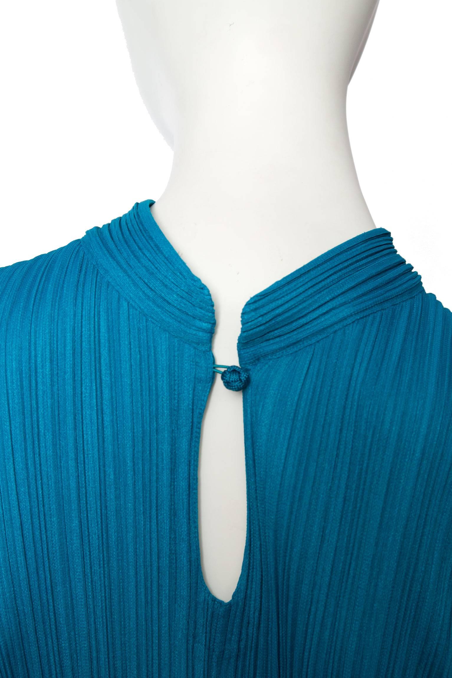 1980s Turquoise Issey Miyake Pleats Please Dress 1