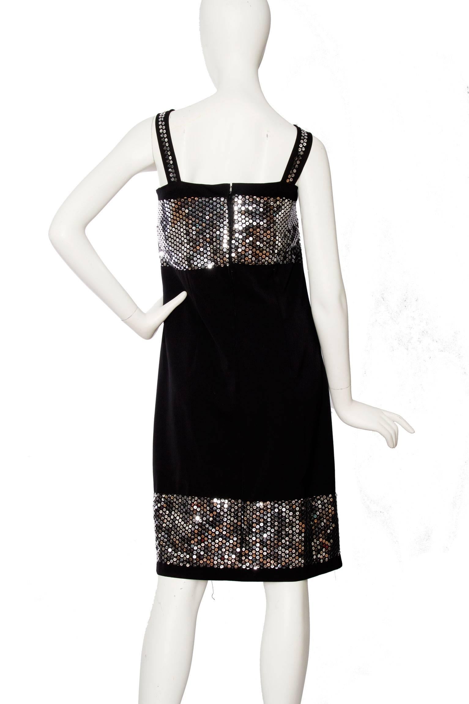 Women's 1990s Dolce & Gabanna Black Wool & Silver Sequin Dress For Sale