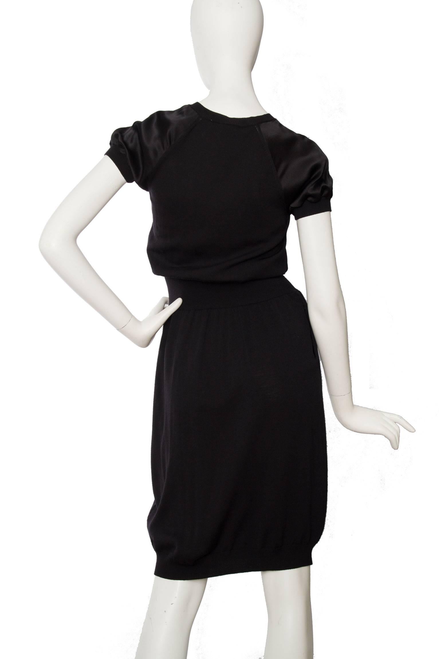 Yves Saint Laurent '08 Wool & Silk Satin Dress In Good Condition In Copenhagen, DK