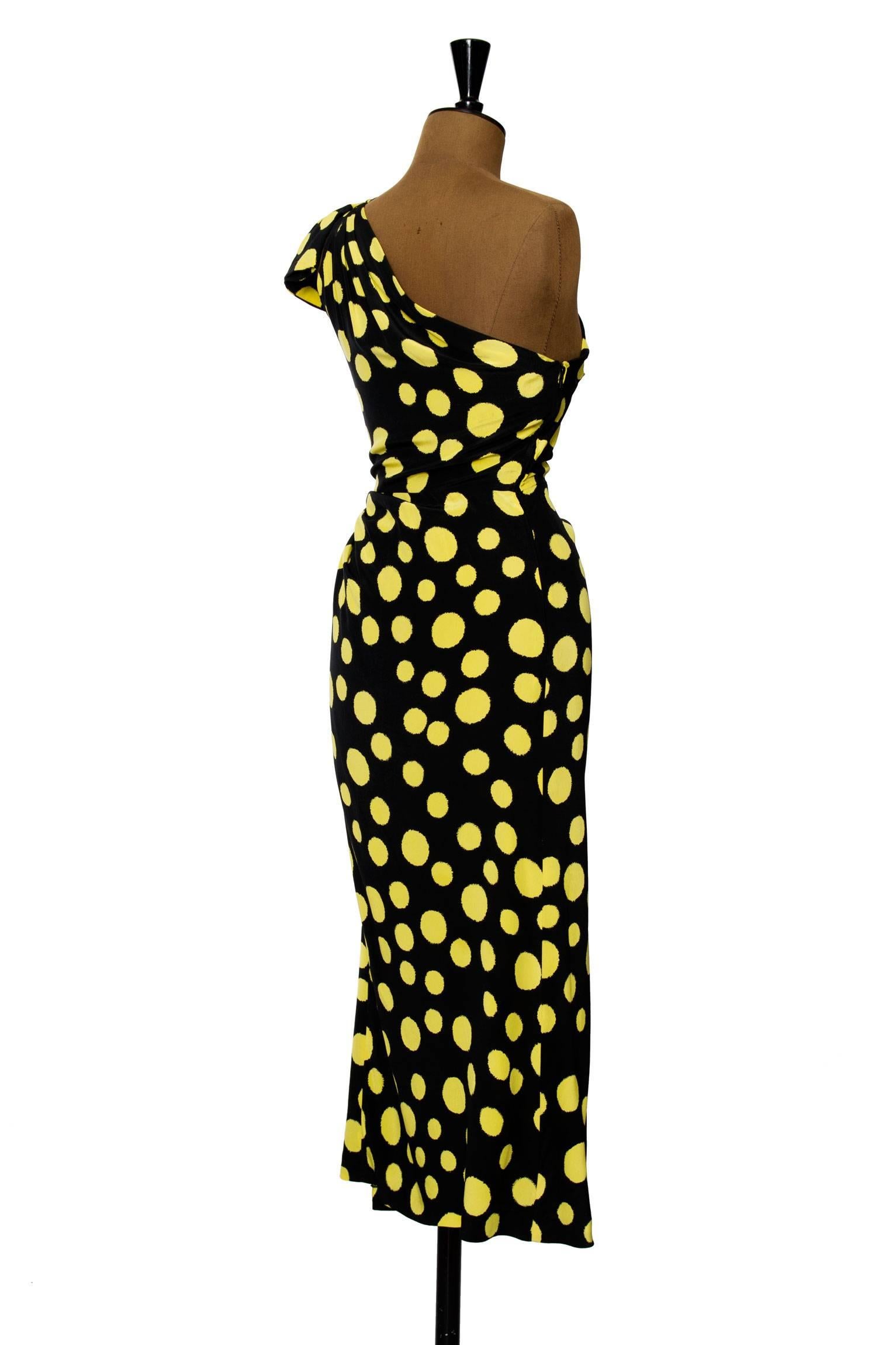 1970s Nina Ricci Black Silk One-shoulder Dress   1