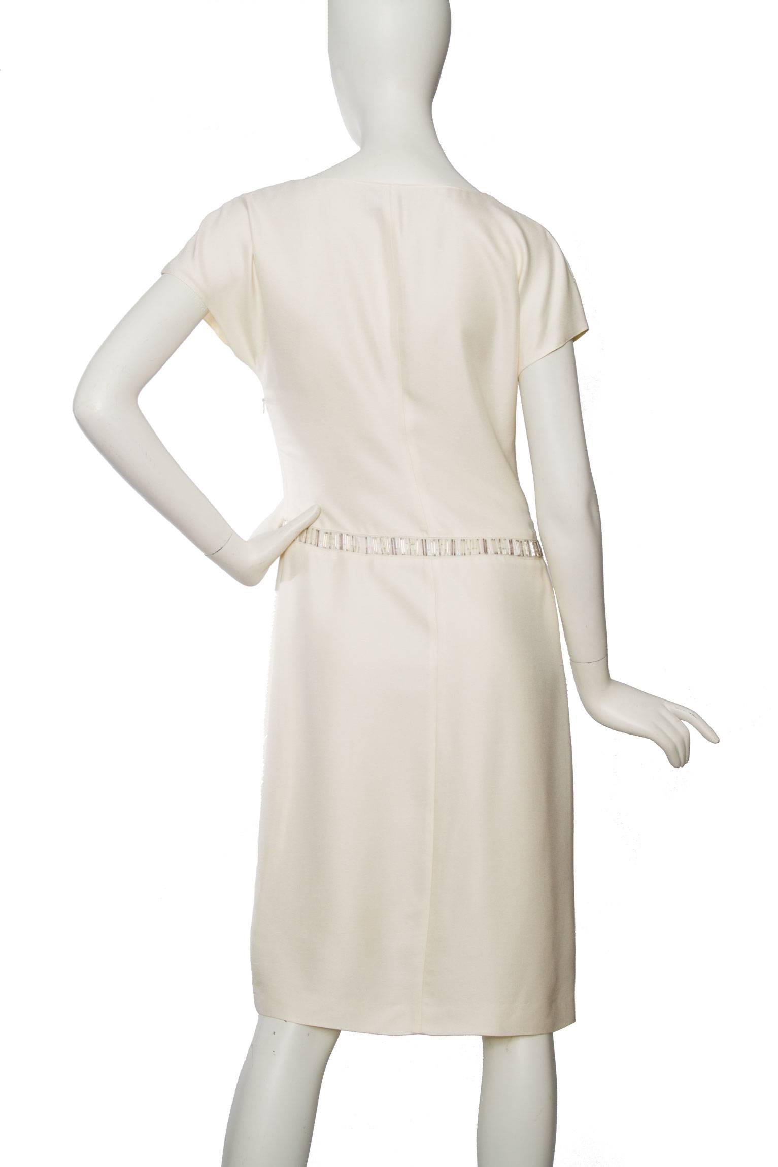 Women's 1980s Off-White Beaded Valentino Silk Dress For Sale