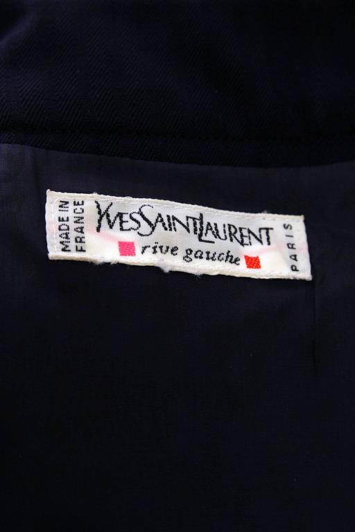 1980s Yves Saint Laurent Rive Gauche Navy Dress For Sale at 1stdibs