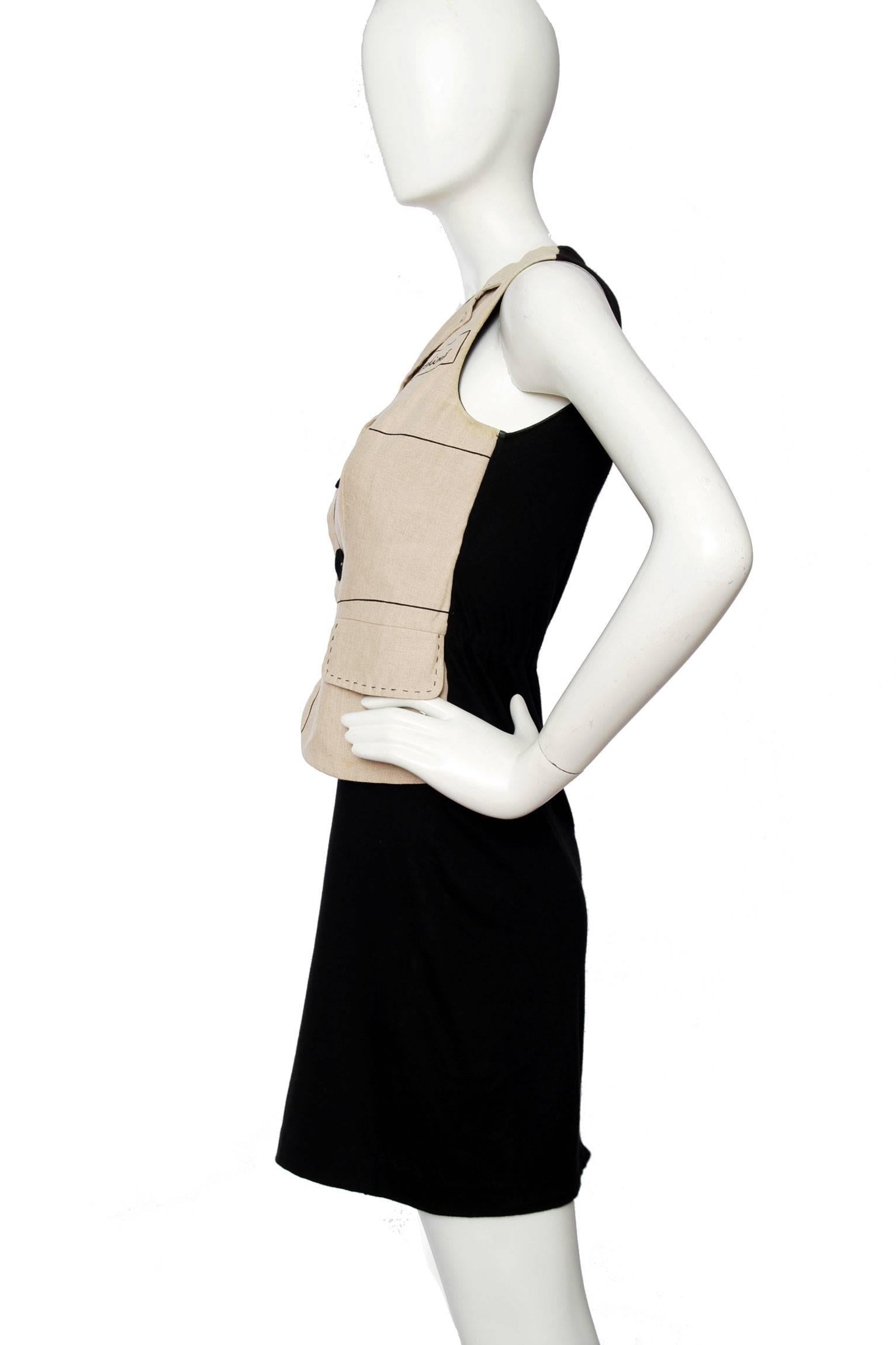 1990s Moschino Black Cotton Dress W. Mock Vest In Good Condition For Sale In Copenhagen, DK