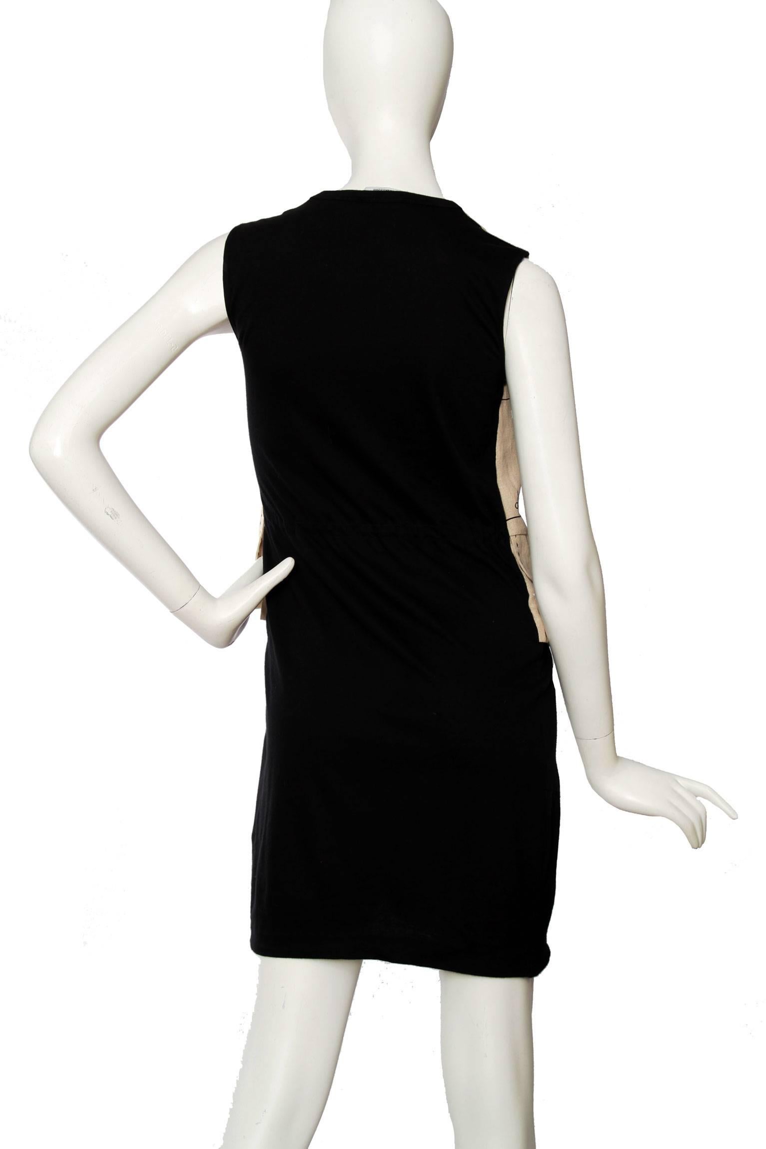 1990s Moschino Black Cotton Dress W. Mock Vest For Sale 1