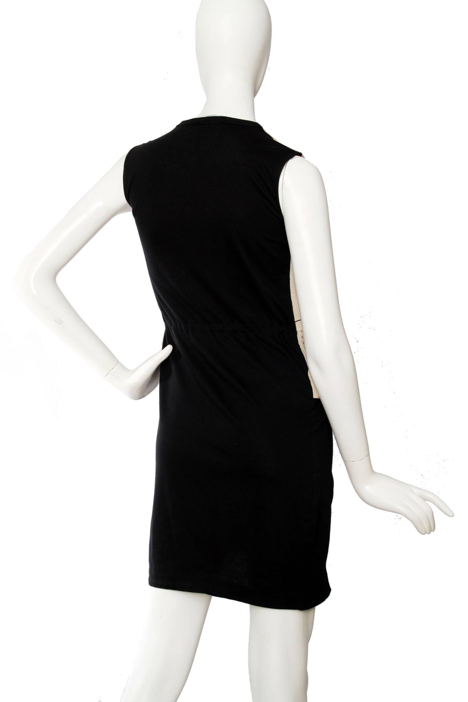 Women's 1990s Moschino Black Cotton Dress W. Mock Vest For Sale