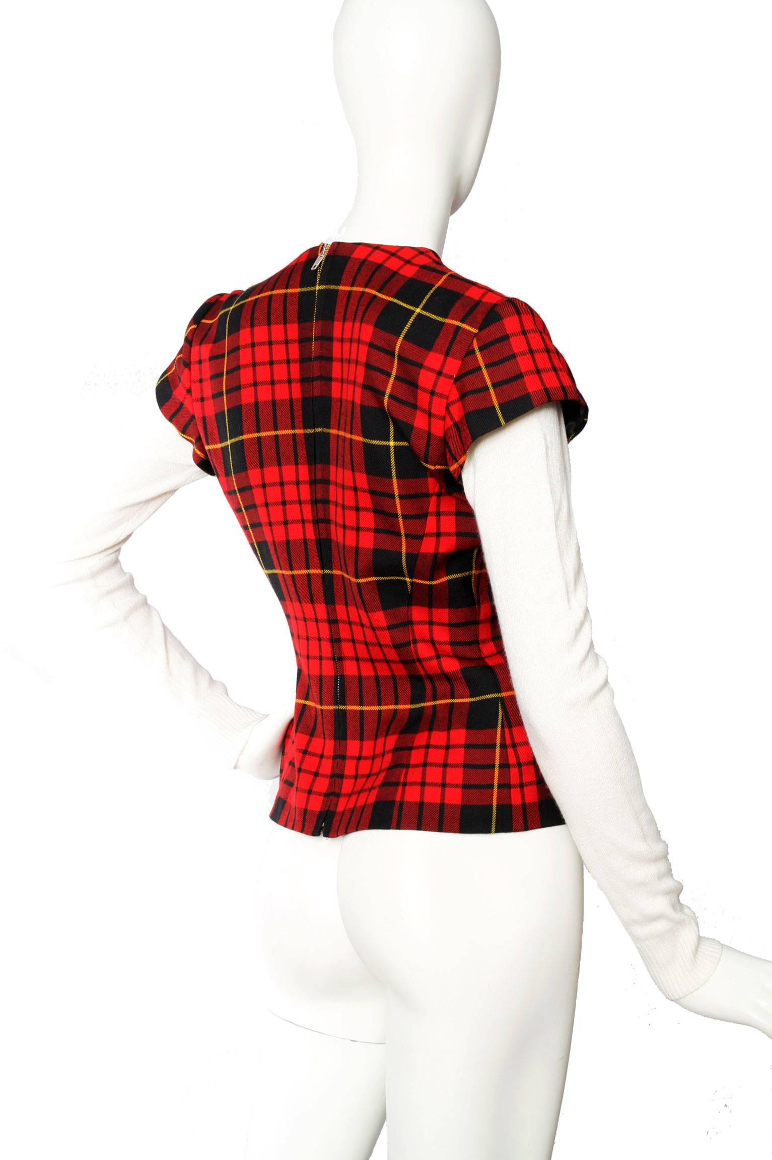 tartan chiffon blouse