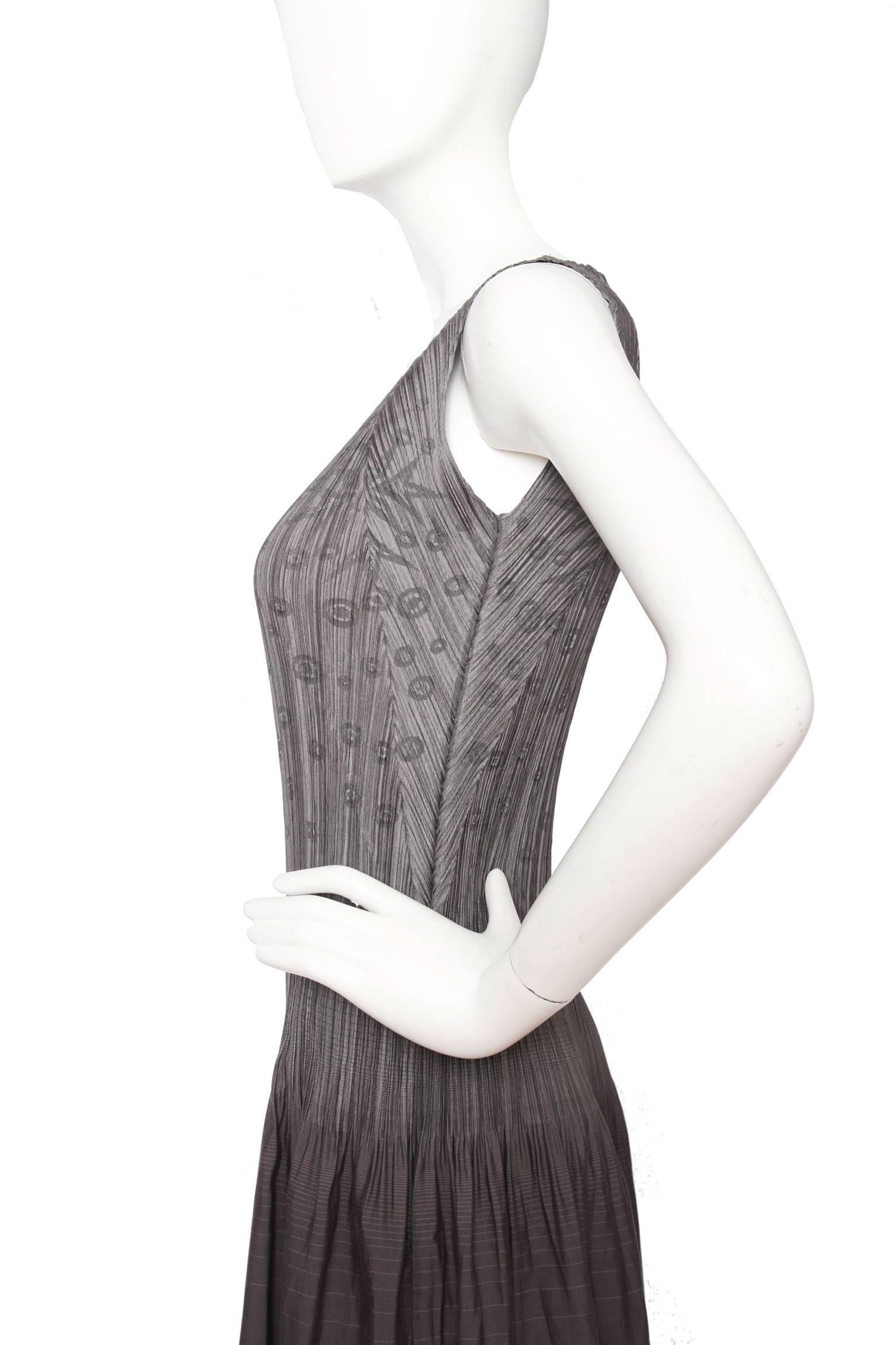 Women's 1980s Issey Miyake Grey Pleated Dress  For Sale