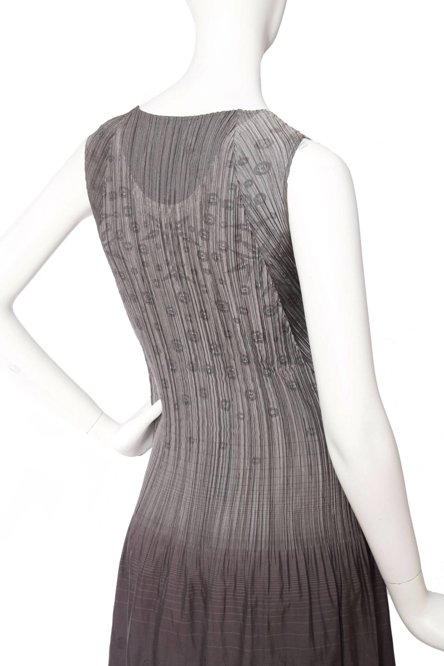 1980s Issey Miyake Grey Pleated Dress  For Sale 1