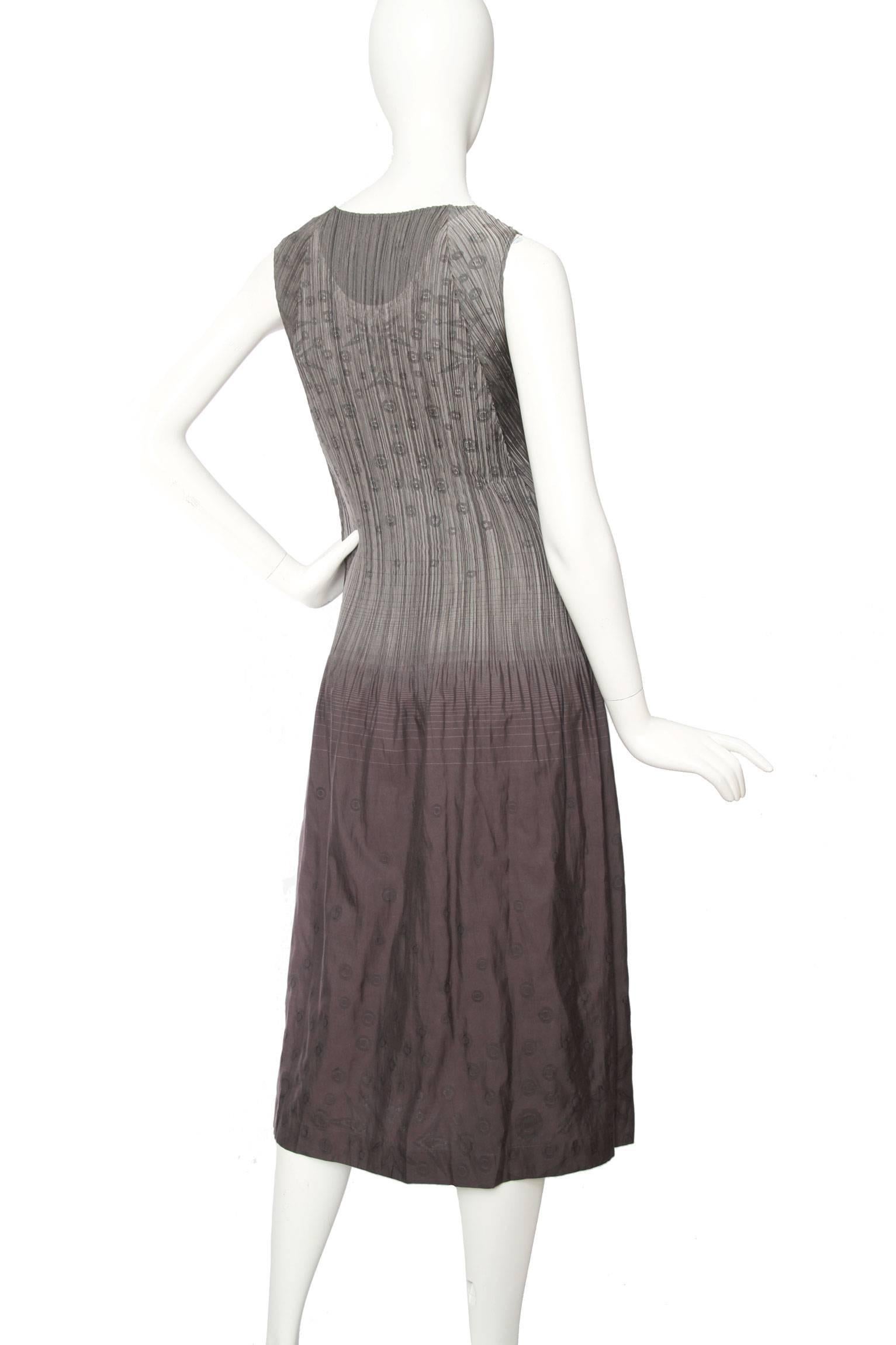 Gray 1980s Issey Miyake Grey Pleated Dress  For Sale