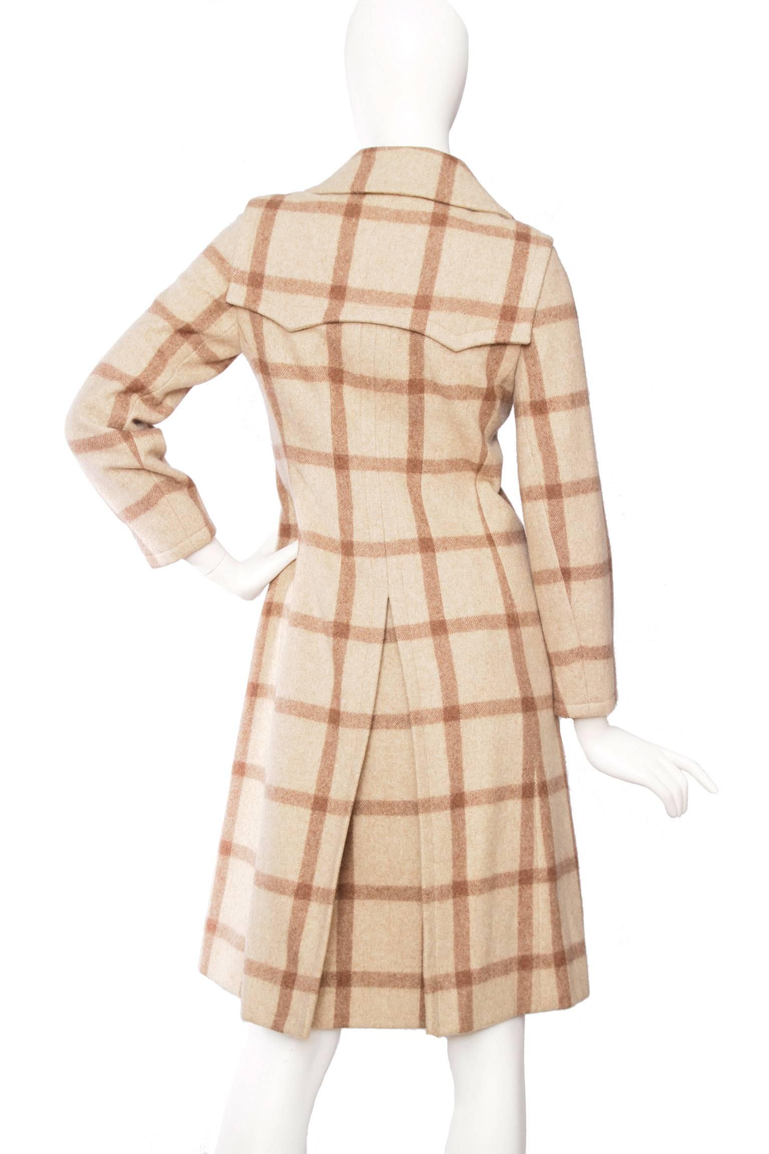 1960s Givenchy Beige Checkered Wool Coat 1