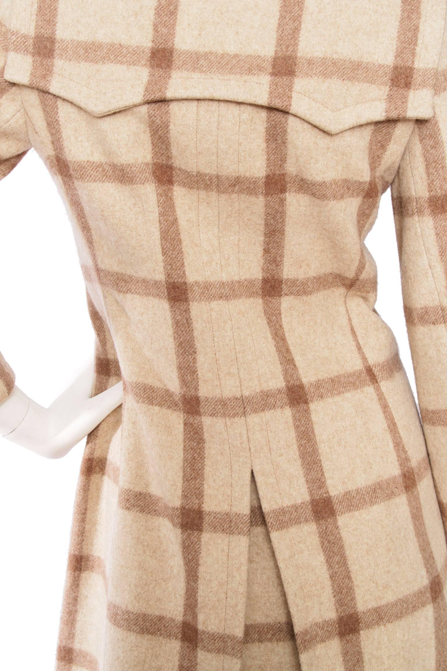 1960s Givenchy Beige Checkered Wool Coat 5